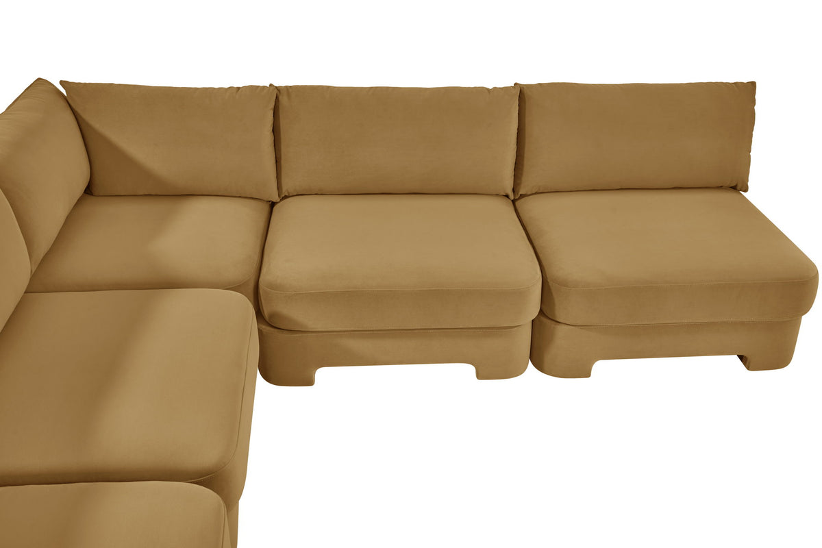 Hammond - Velvet Performance Fabric Upholstered 5 Piece Armless Sectional
