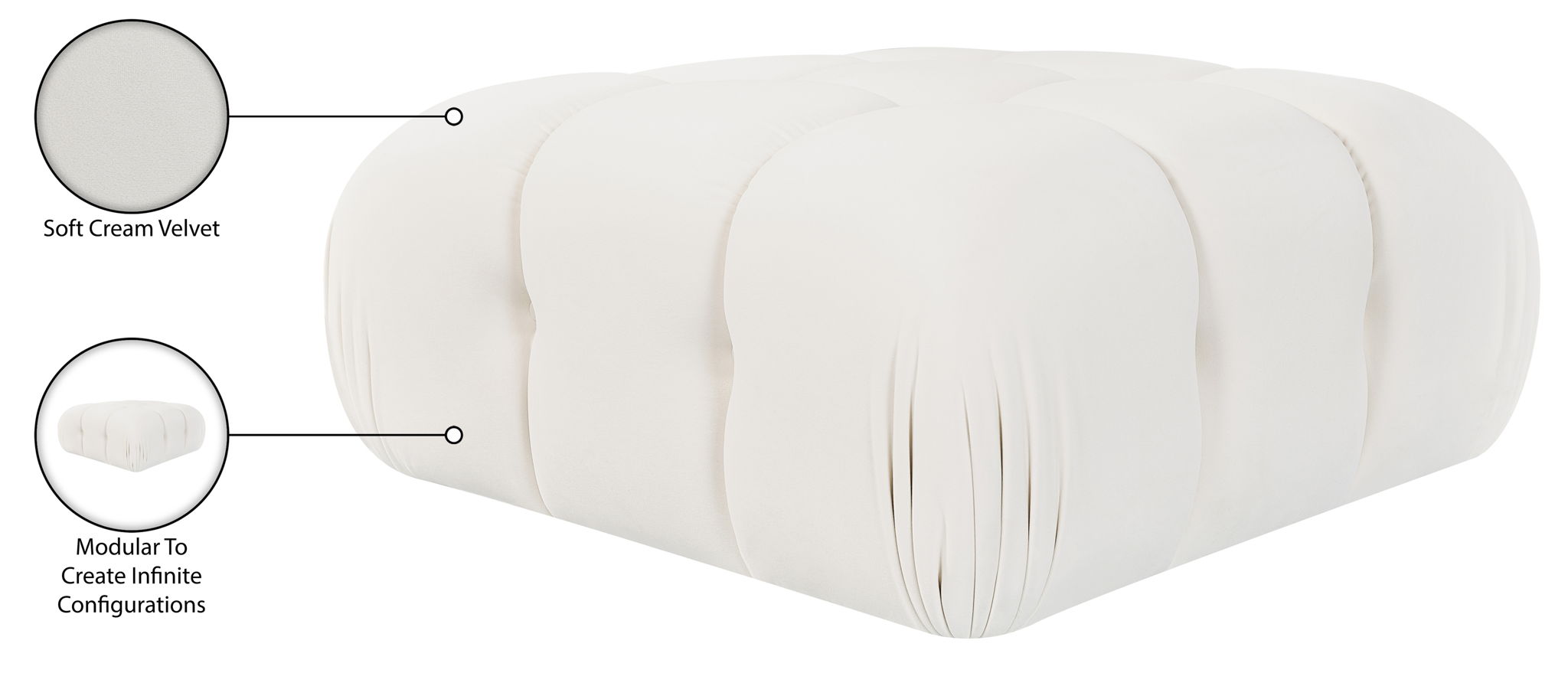 Orin - Velvet Performance Fabric Upholstered Modular Ottoman