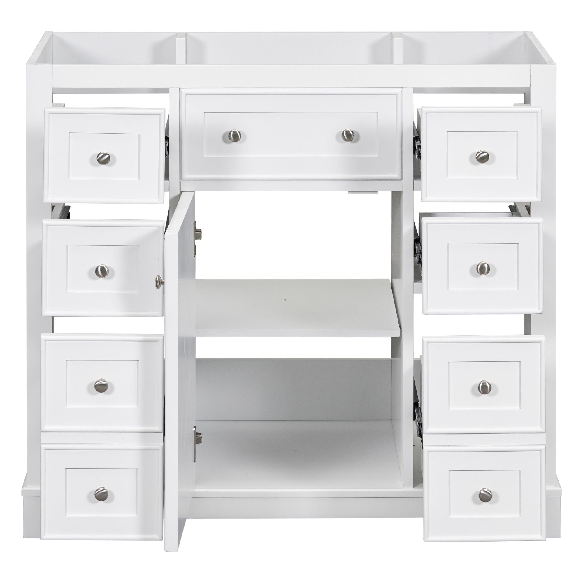 Modern Bathroom Vanity Base Only With 1 Cabinet And 6 Drawers