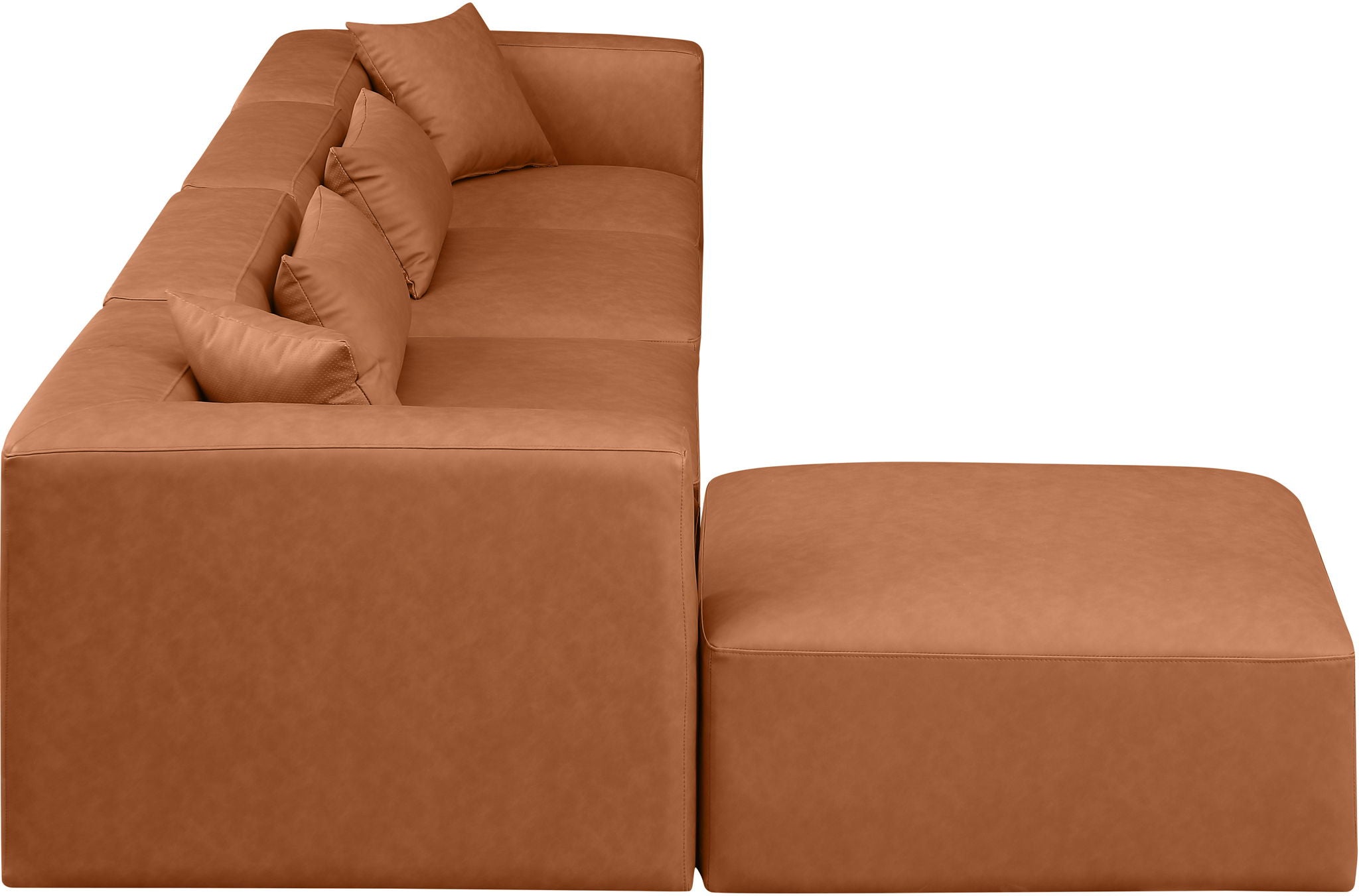 Cube - 5 Piece Modular Sectional With Chaise - Cognac