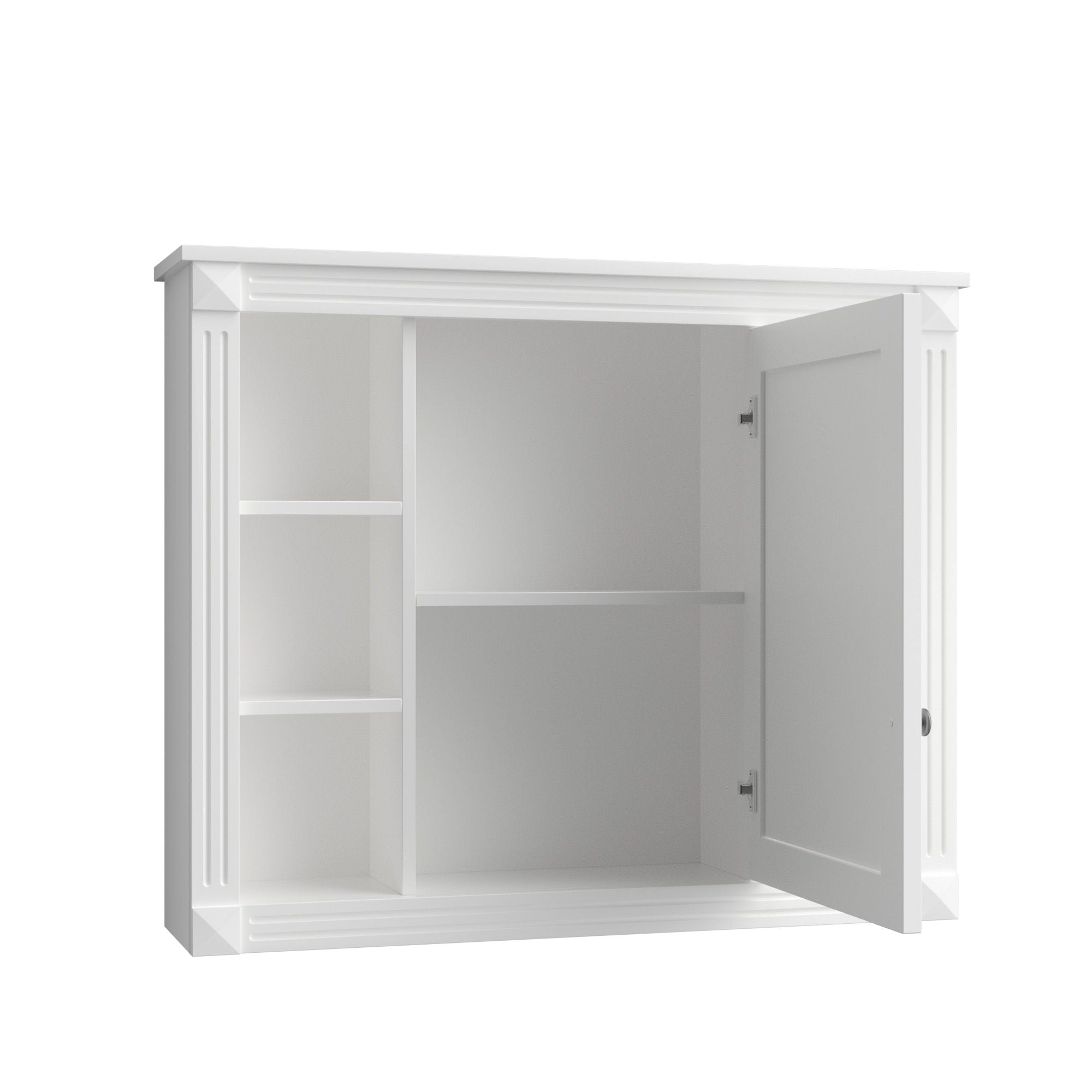 Wall Mounted Bathroom Storage Cabinet With Mirror, Cabinet With 6 Open Shelves And Adjustable Interior