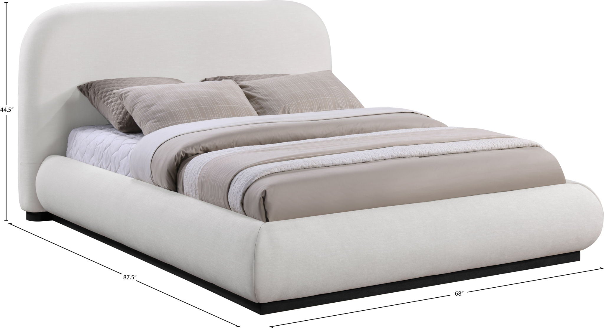 Vaughn - Linen Bed With Black Base