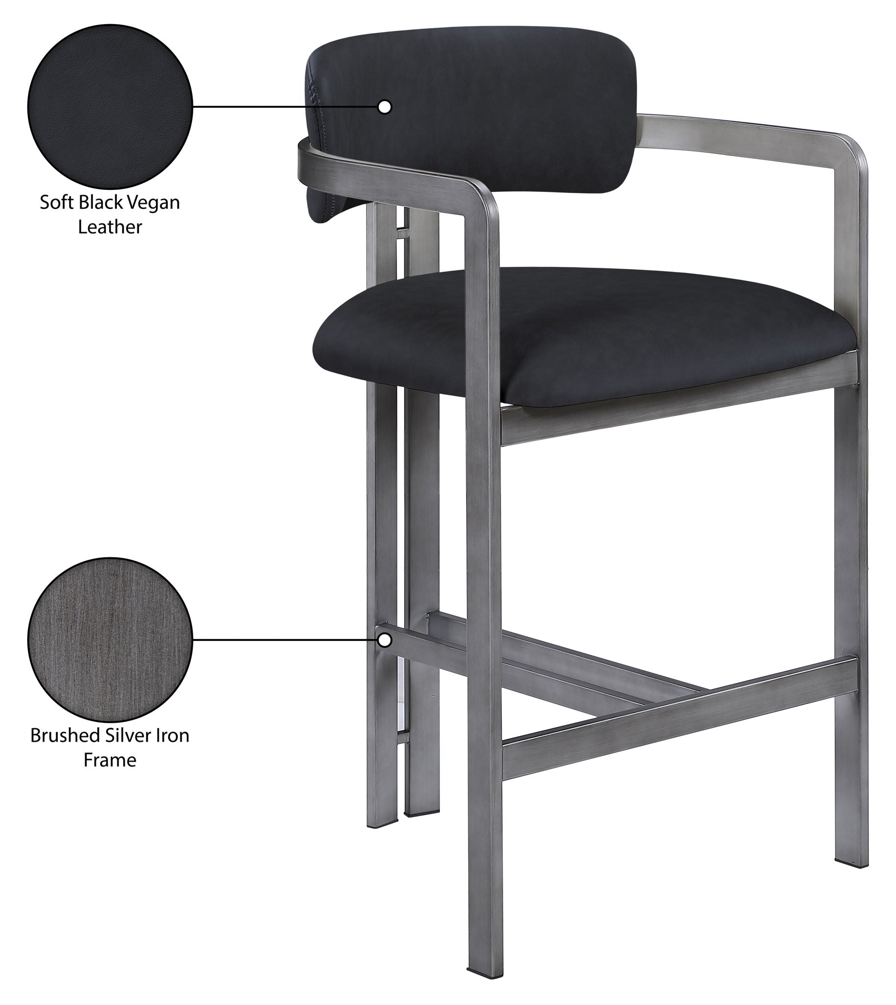 Aurum - Vegan Leather Upholstered Counter Stool With Gray Base