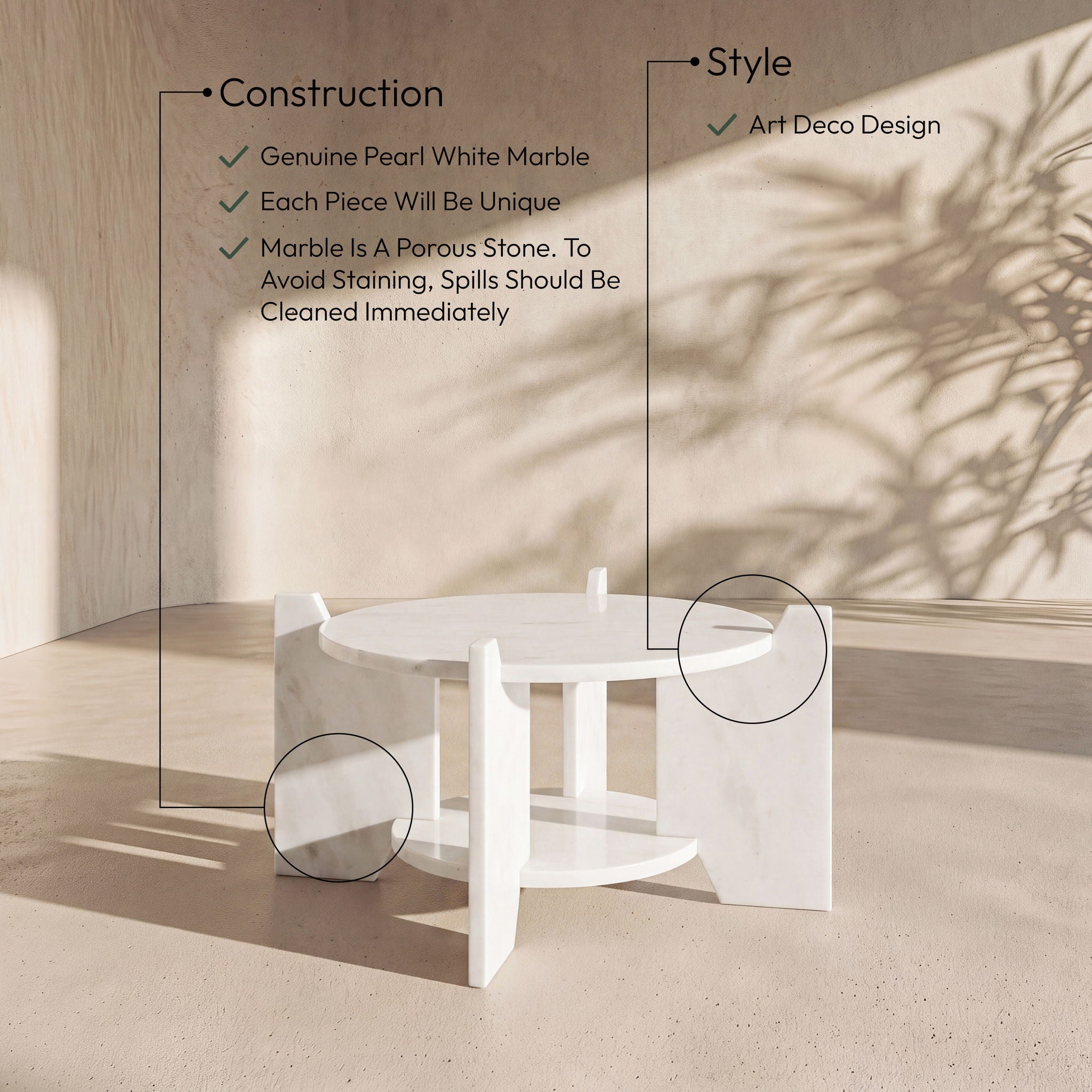 Soriano - Genuine Marble Table