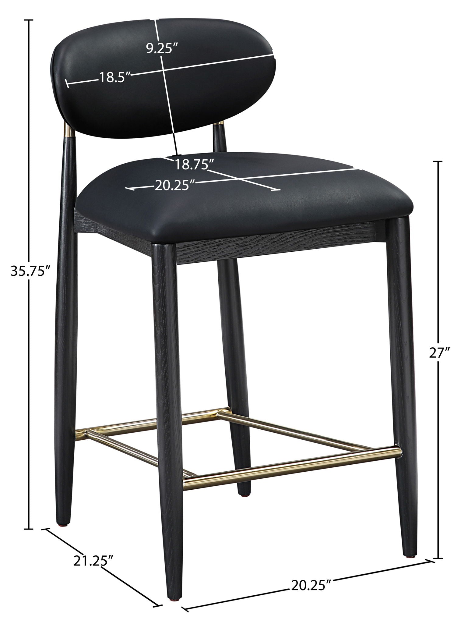 Riccio - Stool - Black And Gold Frame
