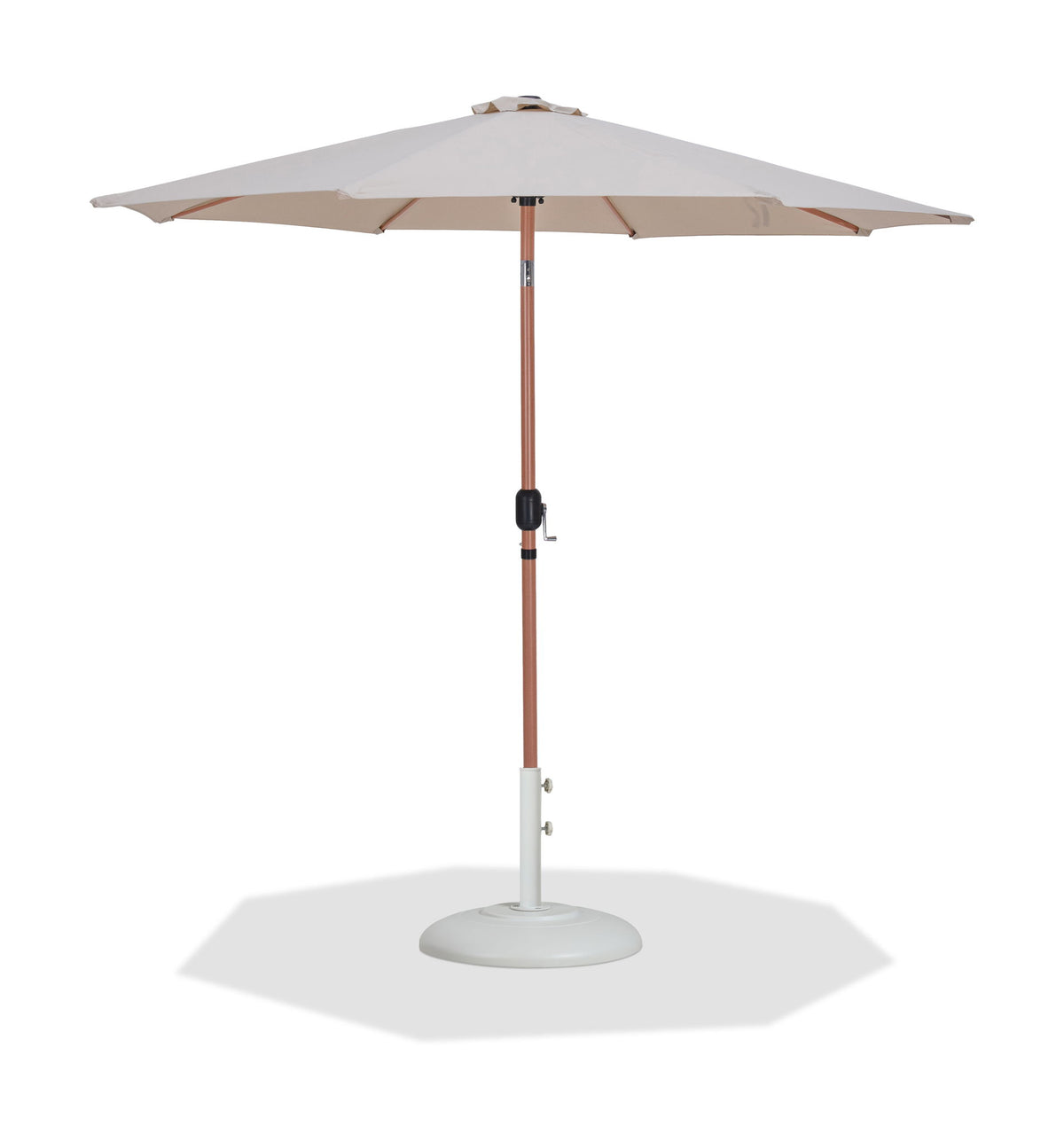 Fiji - Aluminum Patio Umbrella With Round White And Teak Base