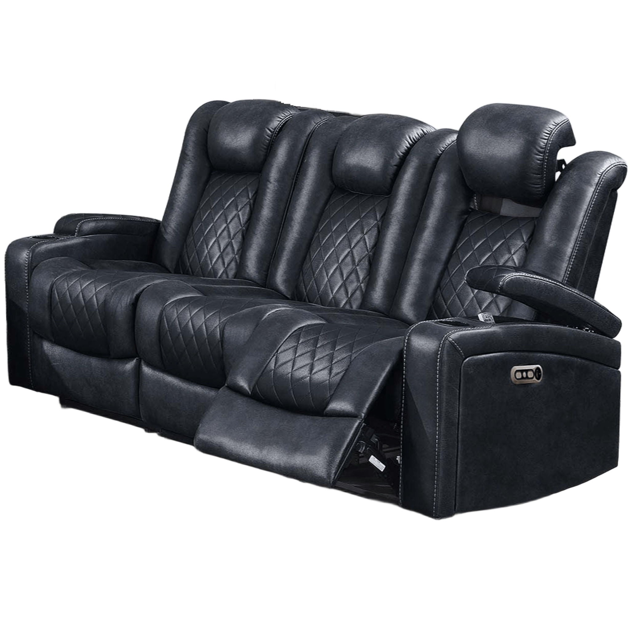 Power Reclining Sofa With Adjustable Headrest - Inky Blue