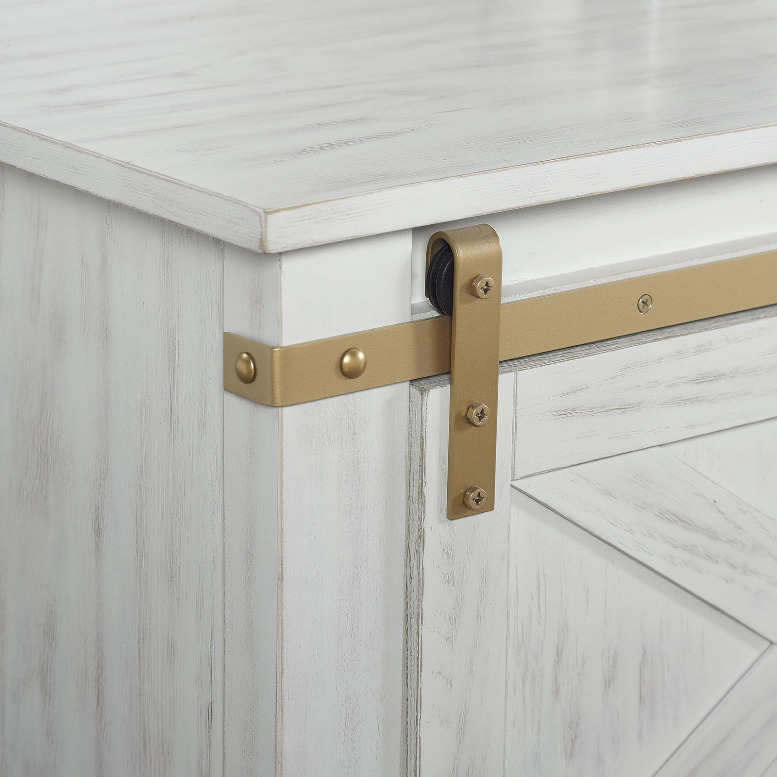 Coffee Table With Storage Drawer And Open Shelves - Antique White / Gold