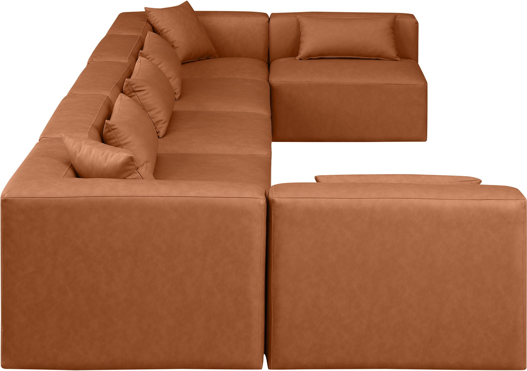 Cube - 7 Piece Modular U-Shaped Sectional - Cognac