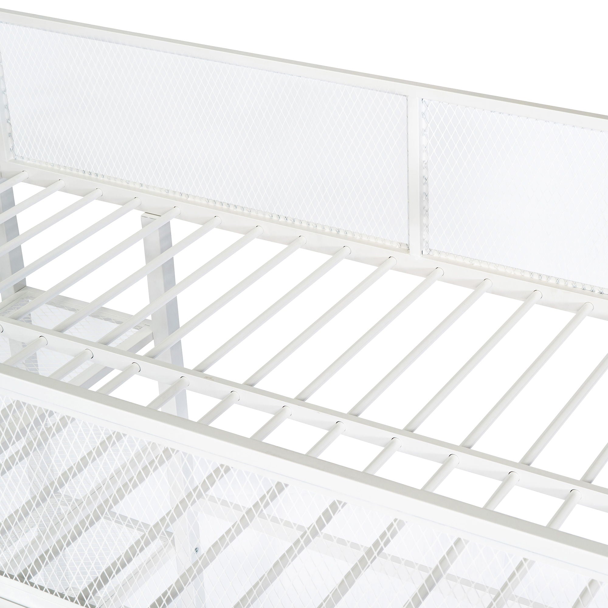Twin Size Loft Bed With 4 Tier Shelves And Storage - White
