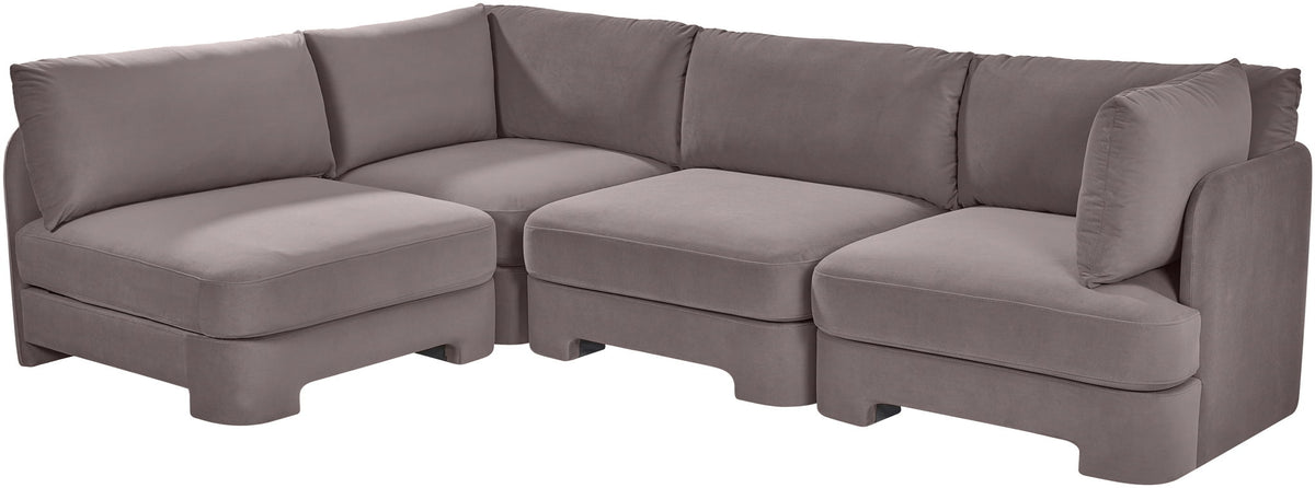 Hammond - Velvet Performance Fabric Upholstered 4 Piece Armless Sectional