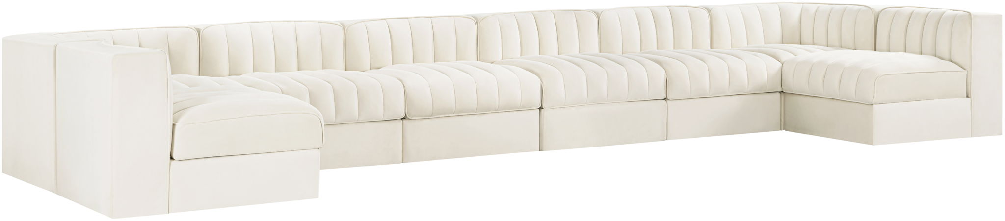 Rummi - Velvet Performance Fabric Upholstered 8 Piece Modular Sectional (With 2 Corner Chairs)