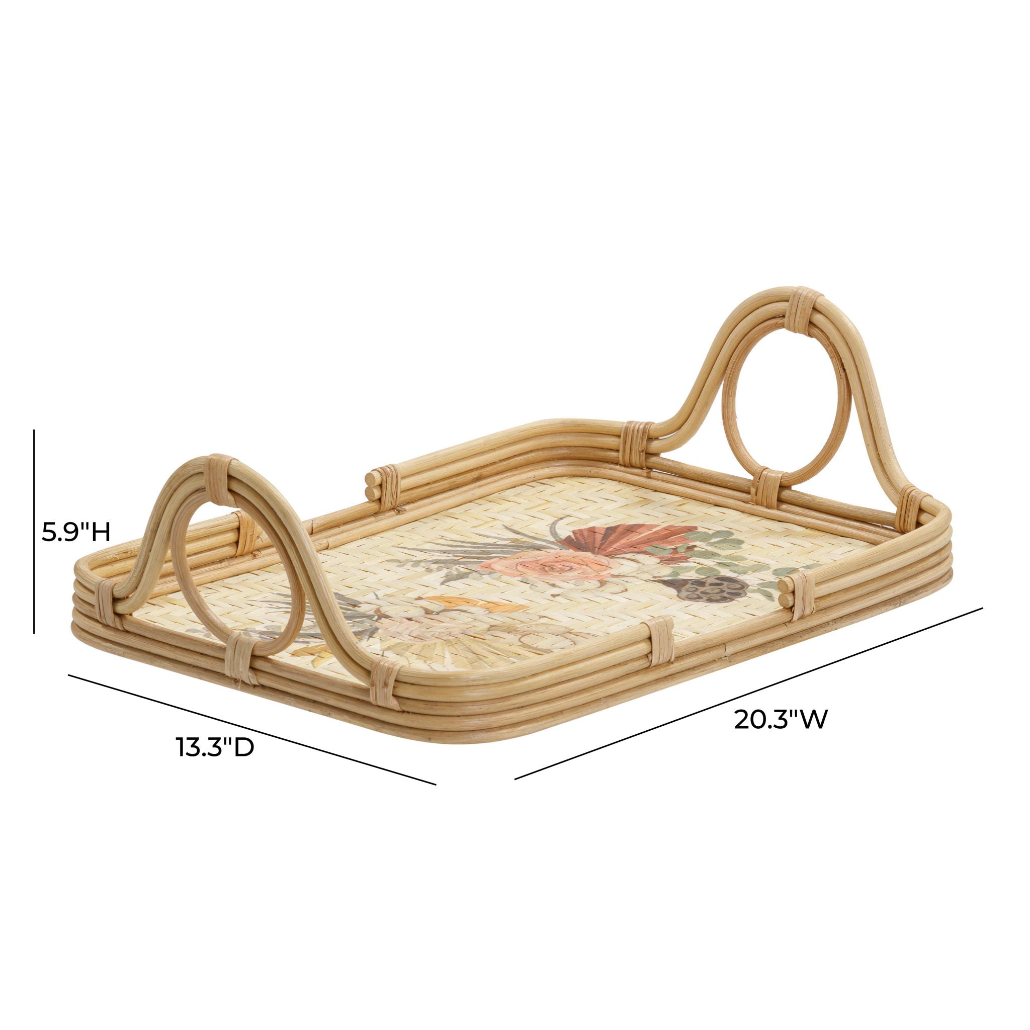 Corey - Floral Bamboo Tray - Multi