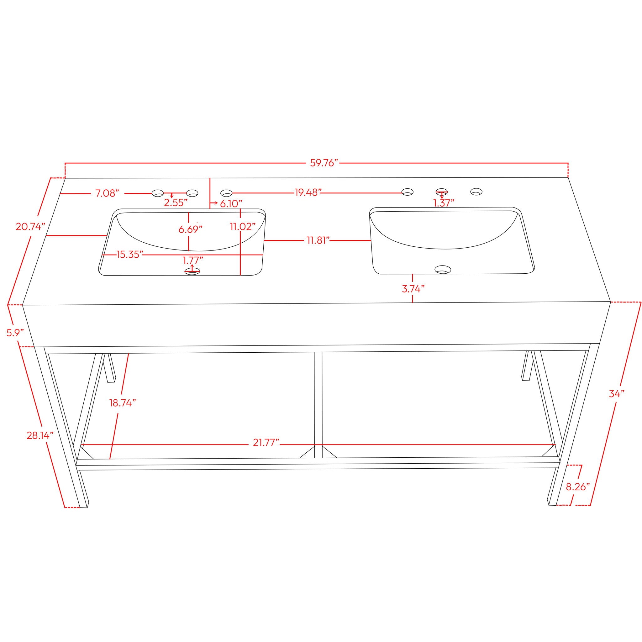 Marmo - Engineered Marble Bathroom Vanity With Black Base