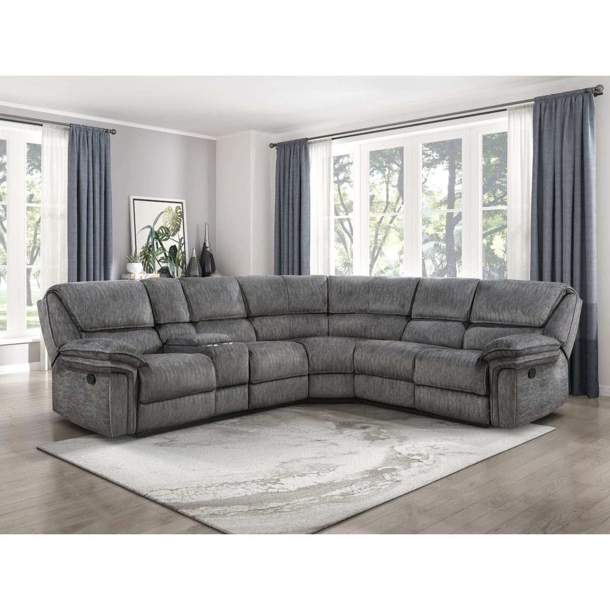 Muirfield - 3 Piece Reclining Sectional With Left Console - Gray
