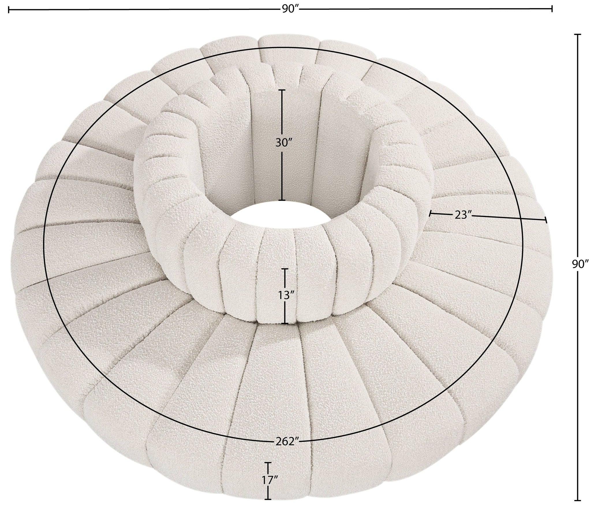 Arc - Boucle Fabric 8 Piece Round Modular Sofa