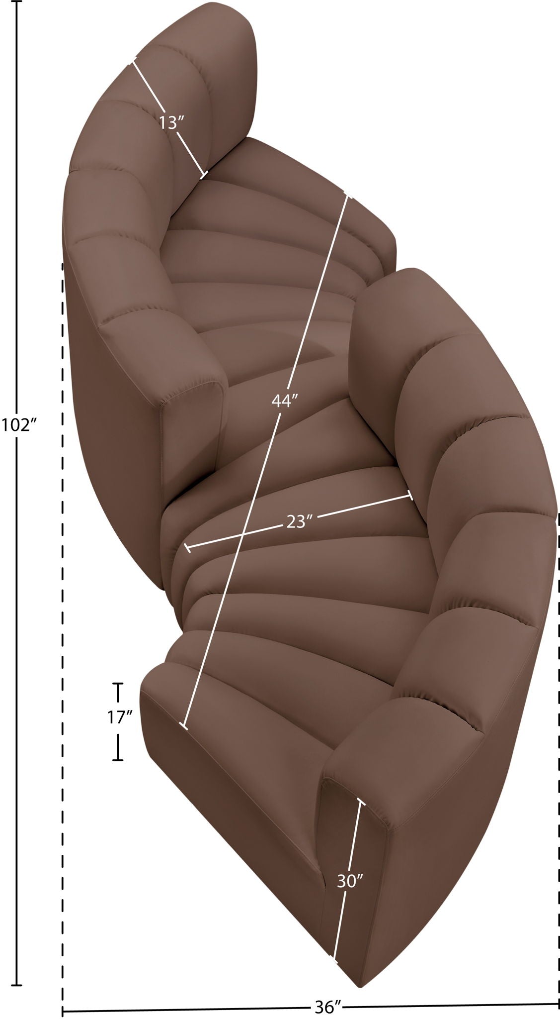 Arc - Faux Leather 4 Piece Curved Modular Sofa