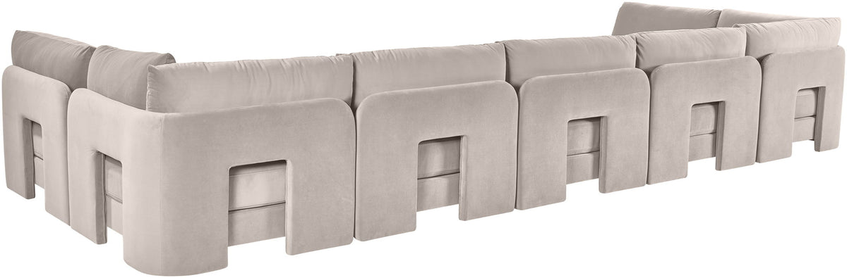 Hammond - Velvet Performance Fabric Upholstered 7 Piece U-Shaped Armless Sectional