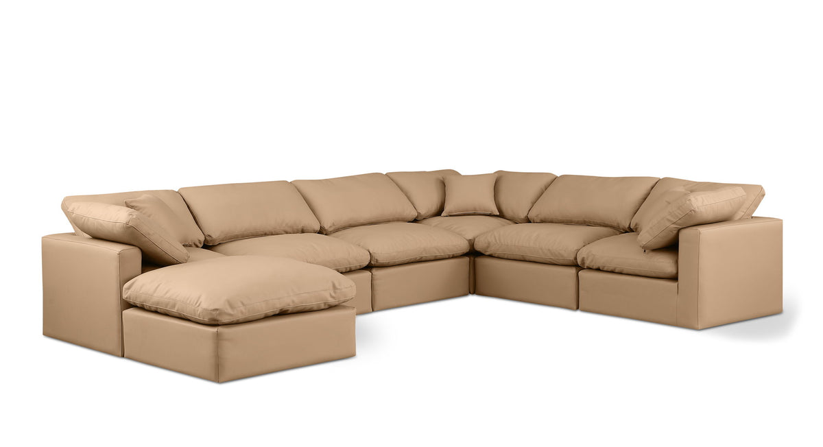 Indulge - Faux Leather 7 Piece Modular Sectional - Tan