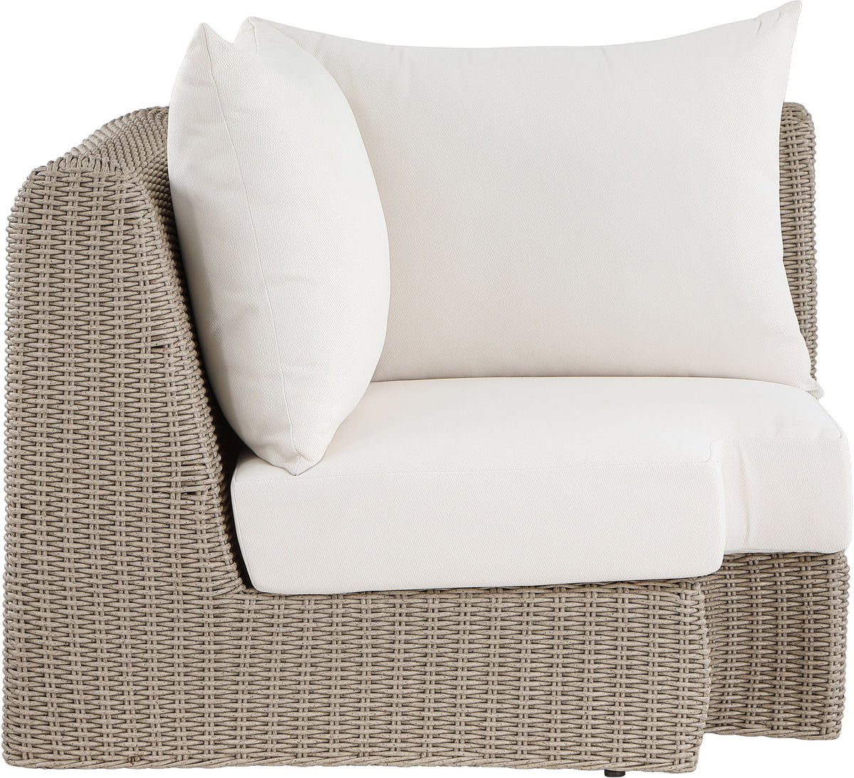 Seacrest - Olefin Water Resistant Fabric And Wicker Outdoor Patio Corner Chair