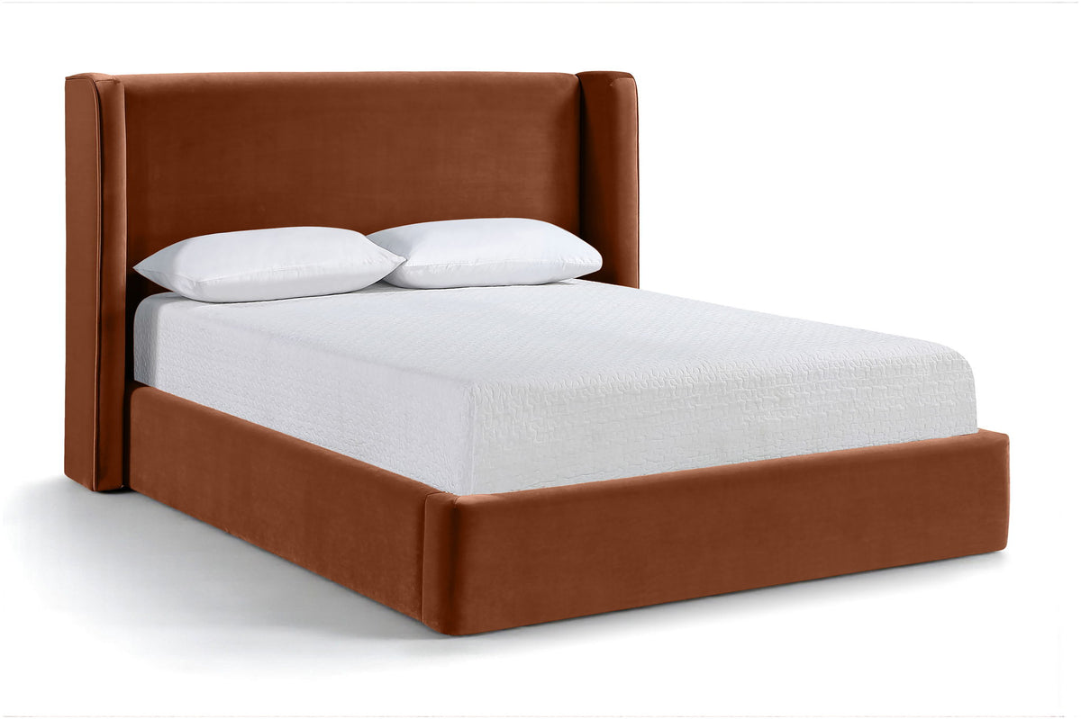 Kendall - Velvet Upholstered Bed - Cognac