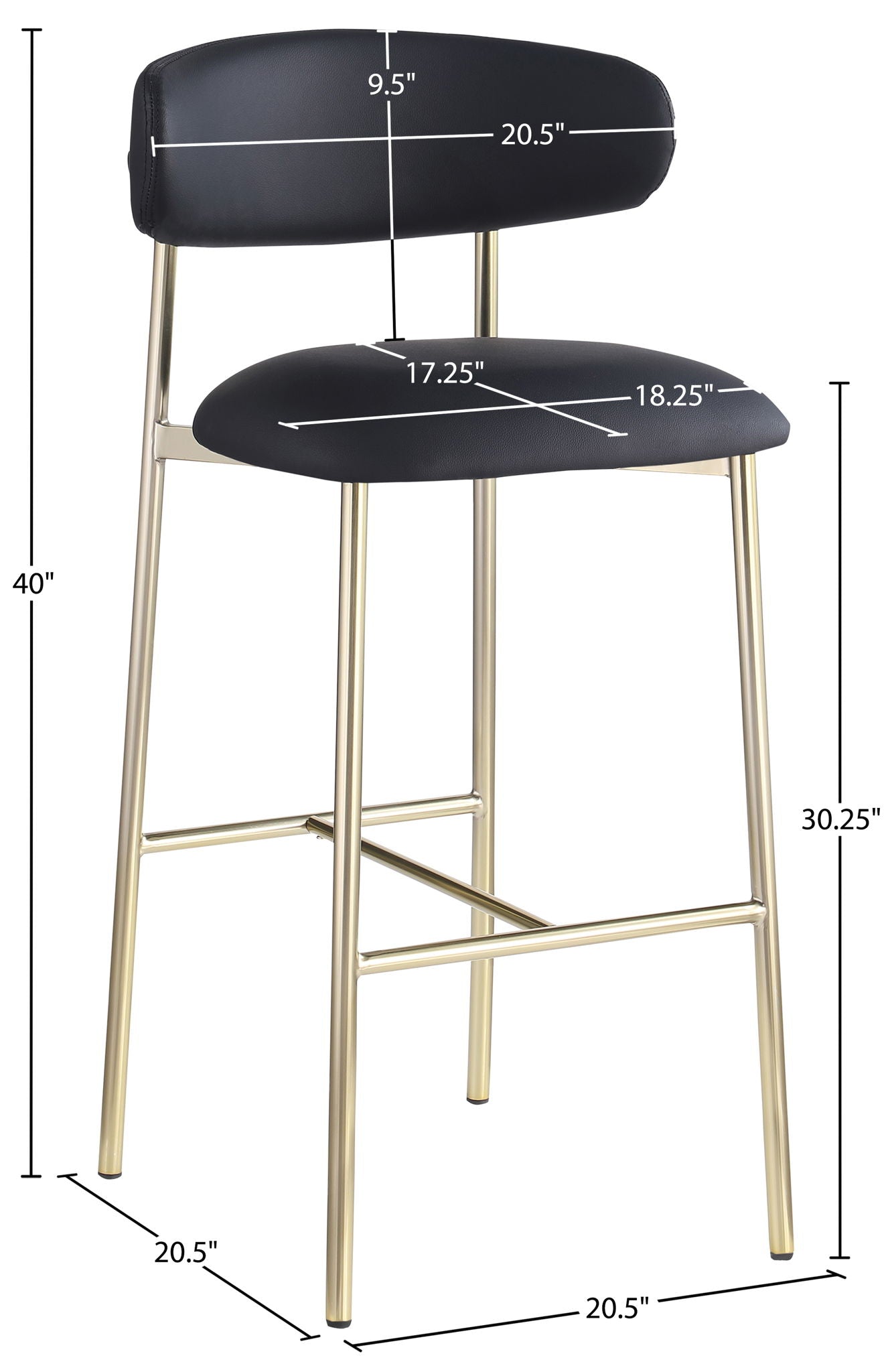 Lupita - Vegan Leather Upholstered Bar Stool With Brushed Gold Frame (Set of 2)