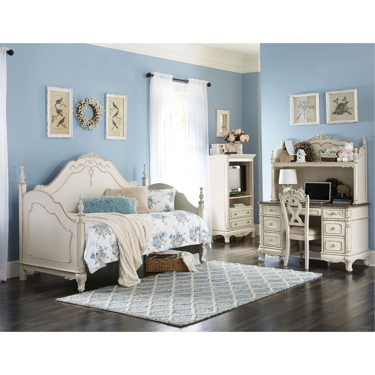 Cinderella - Writing Desk With Hutch - White