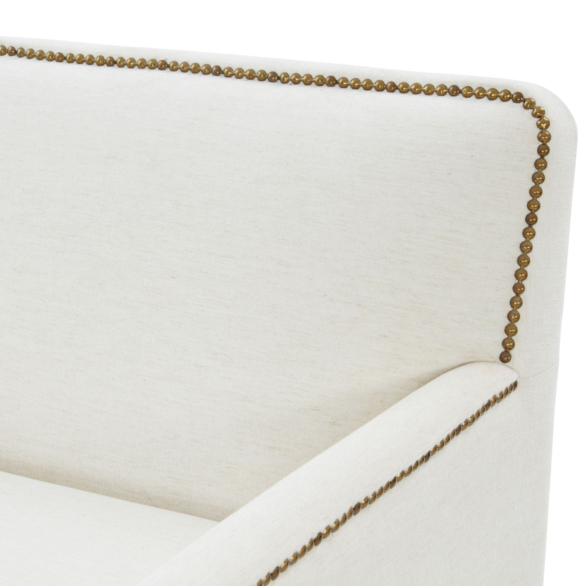 Tolland - Swivel Accent Chair With Antique Brass Nailhead Trim - Cream