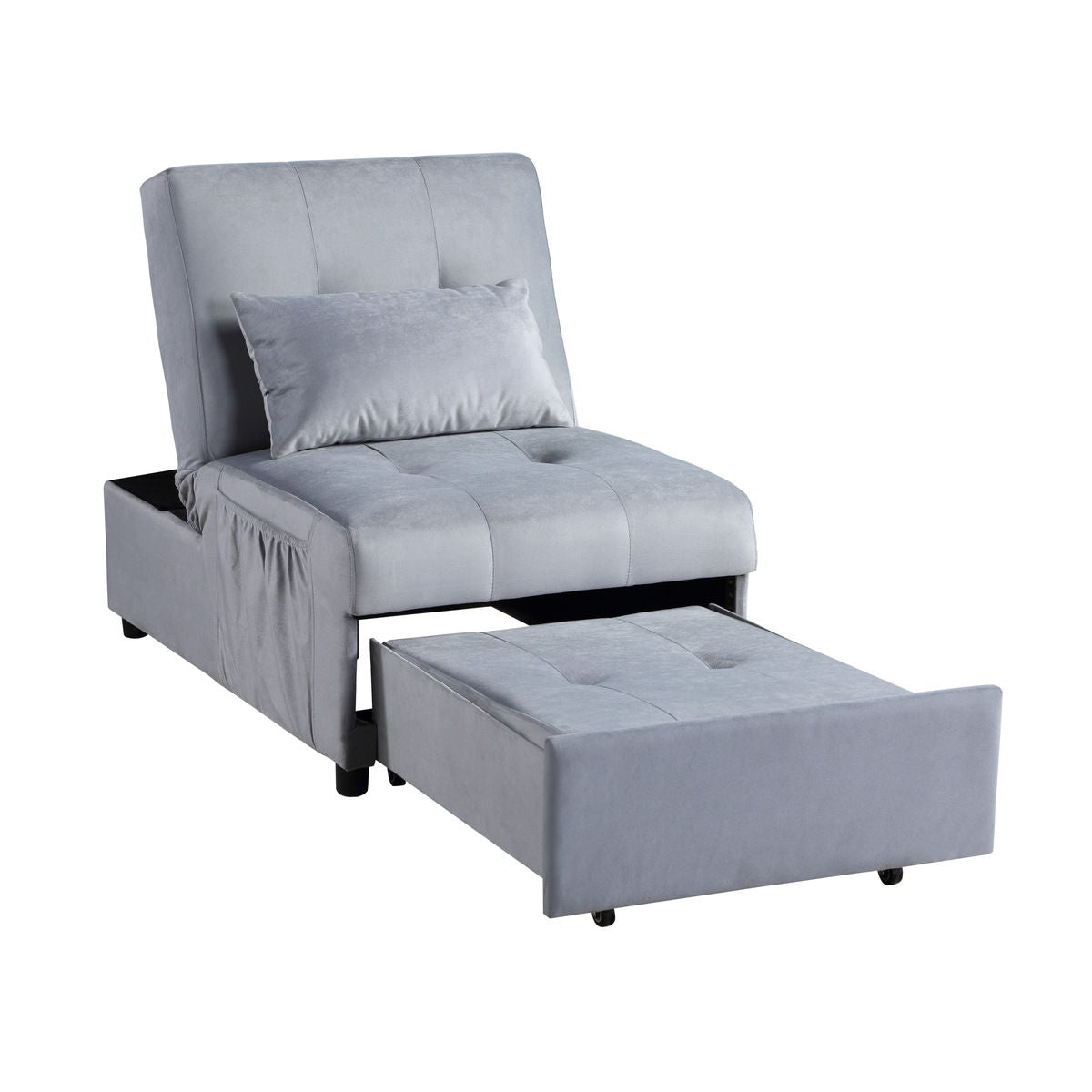 Garrell - Lift Top Storage Bench With Pull-Out Bed - Gray