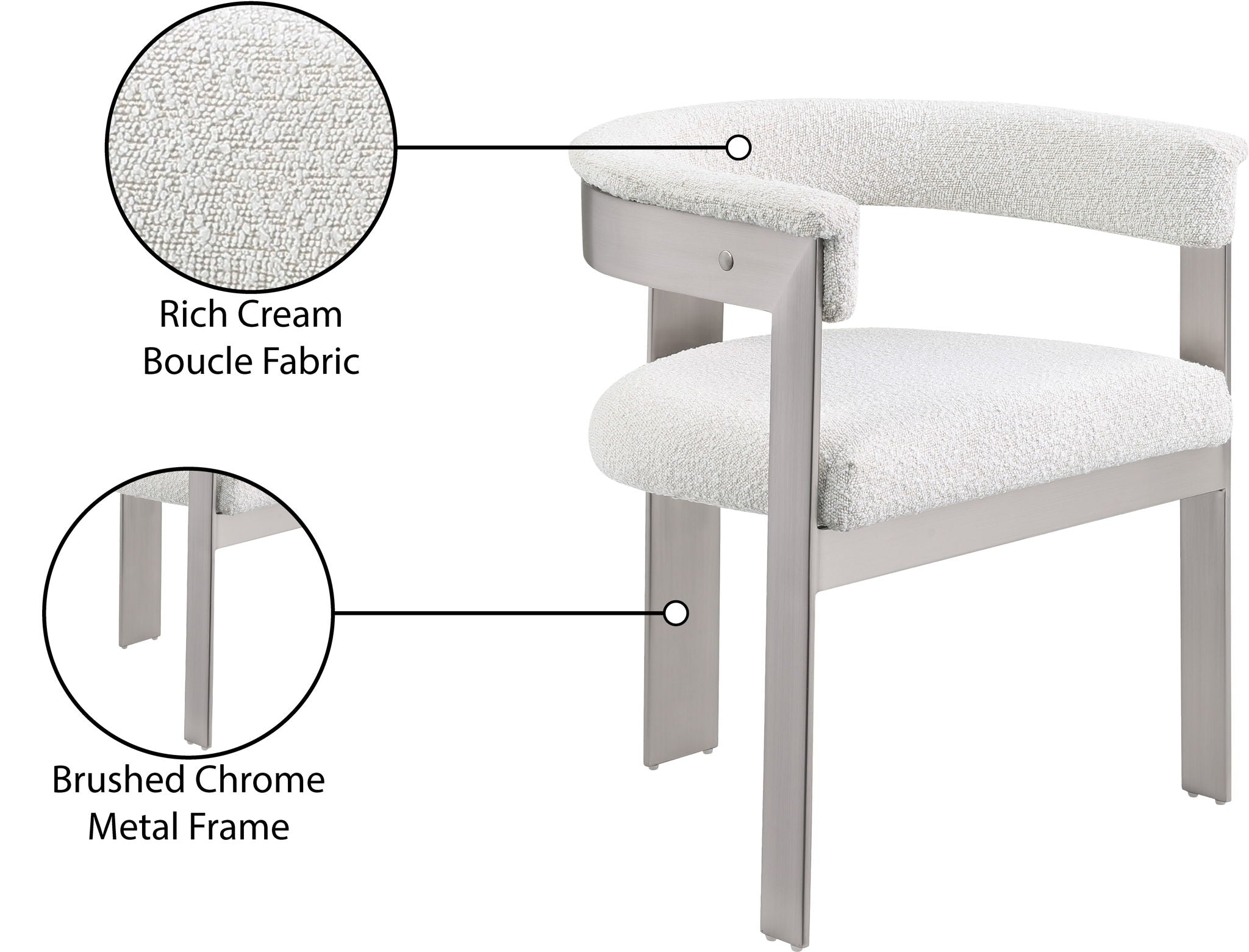 Romeo - Boucle Dining Chair With Silver Base (Set of 2)
