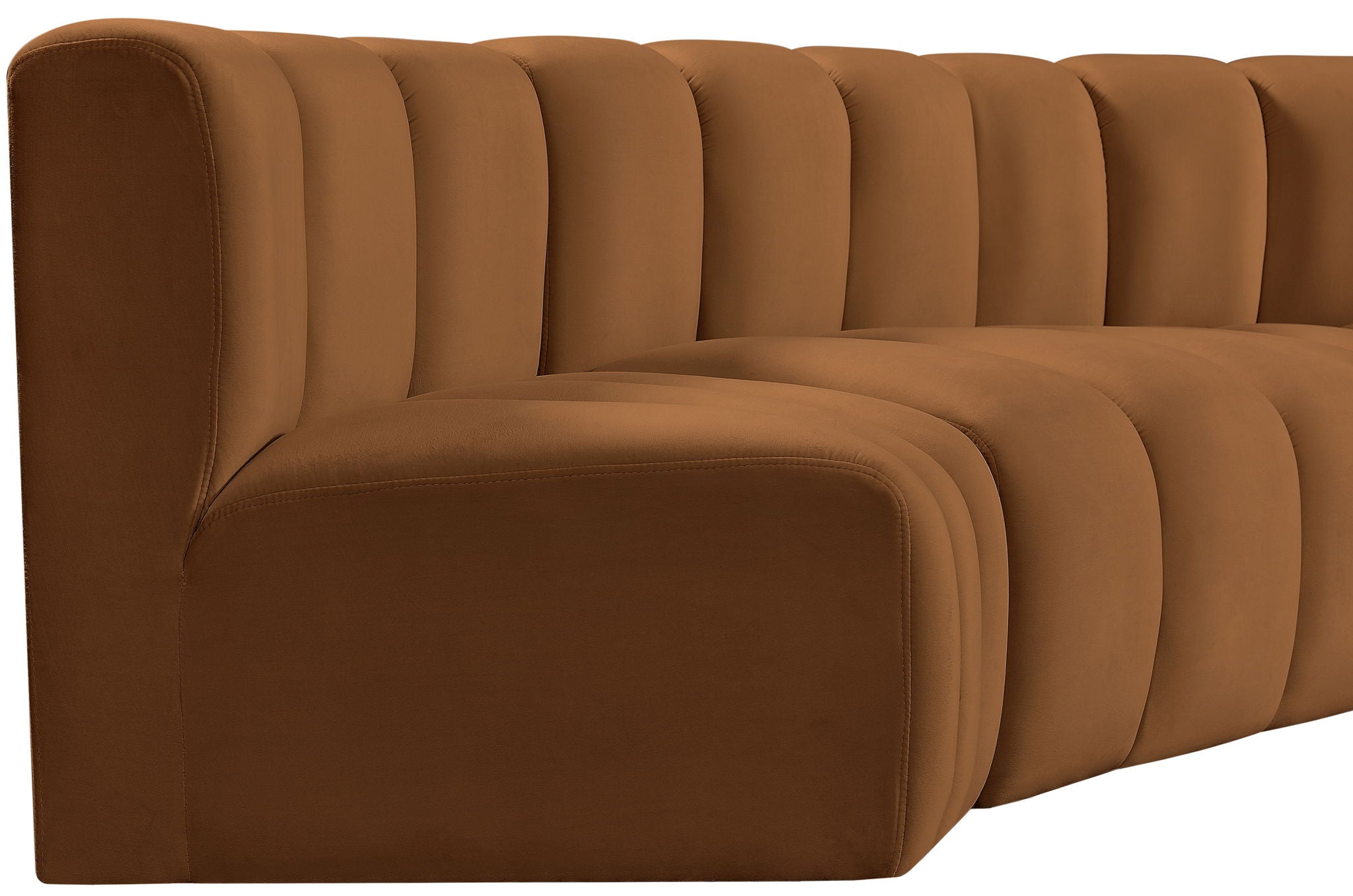 Arc - Velvet 4 Piece U-Shaped Modular Sofa - Saddle