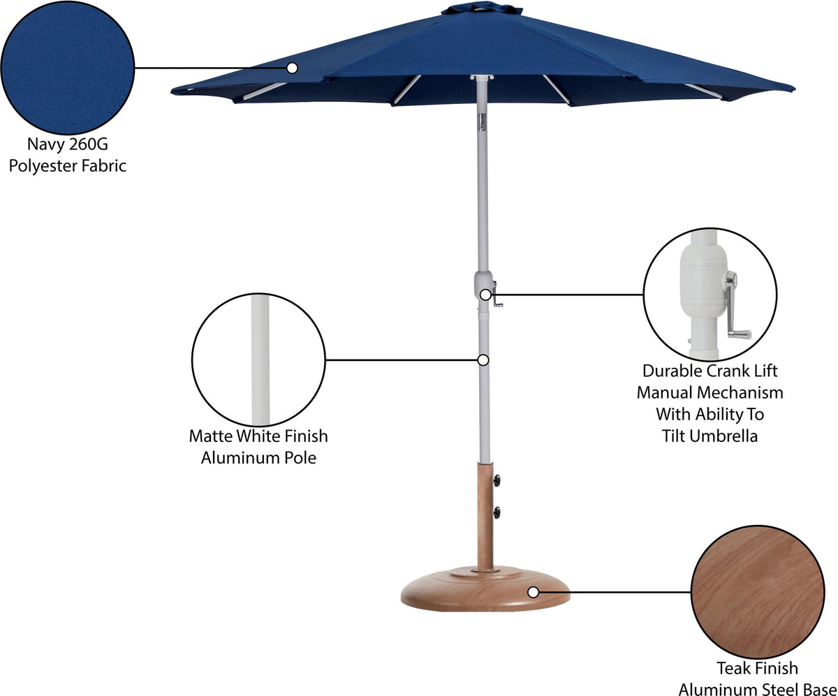 Fiji - Aluminum Patio Umbrella With Round Teak And White Base