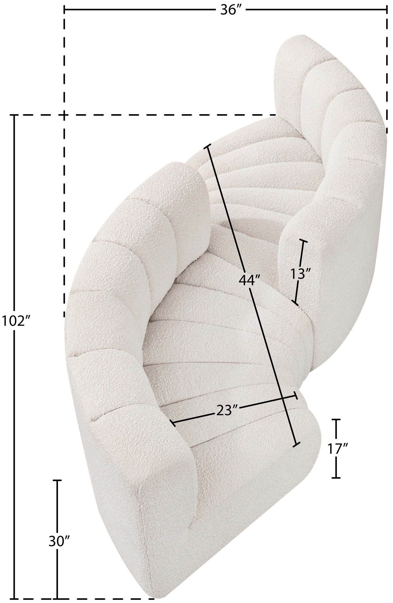 Arc - Boucle Fabric 4 Piece Curved Modular Sofa