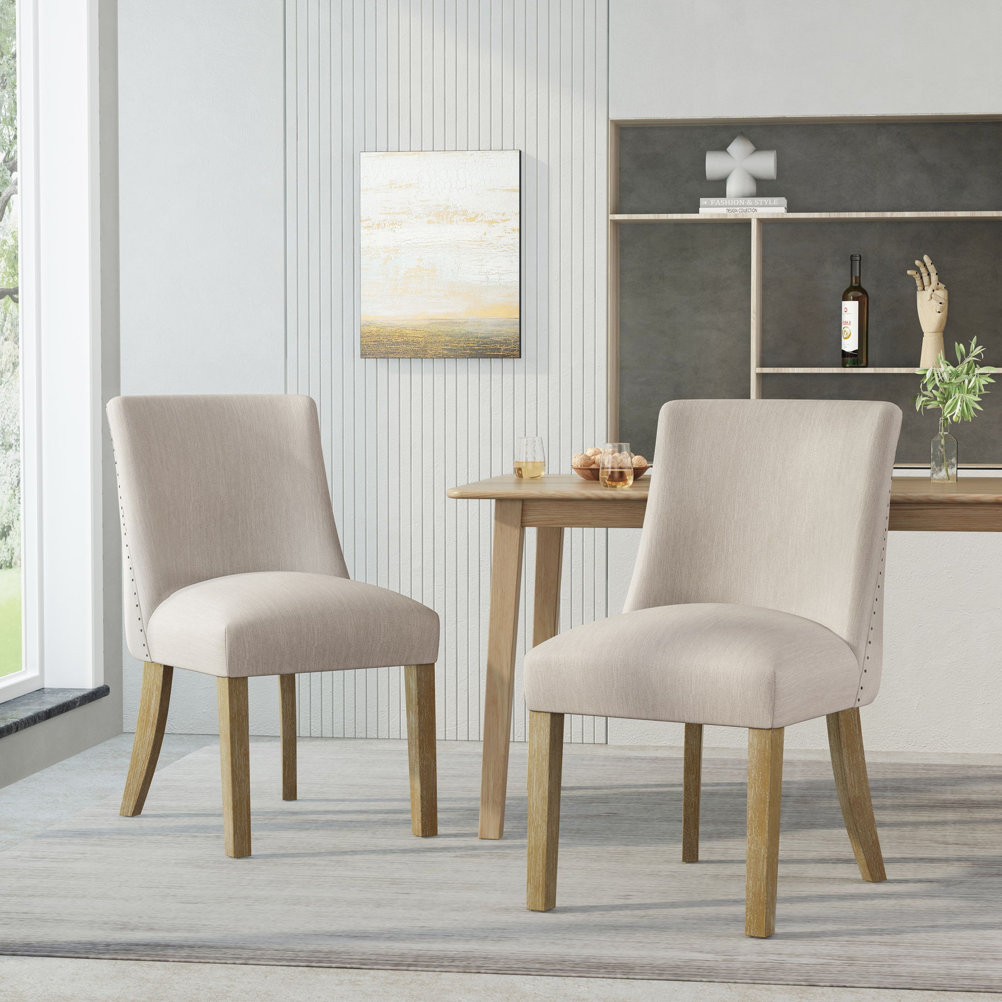 Classic Fabric Dining Chair (Set of 2) - Beige