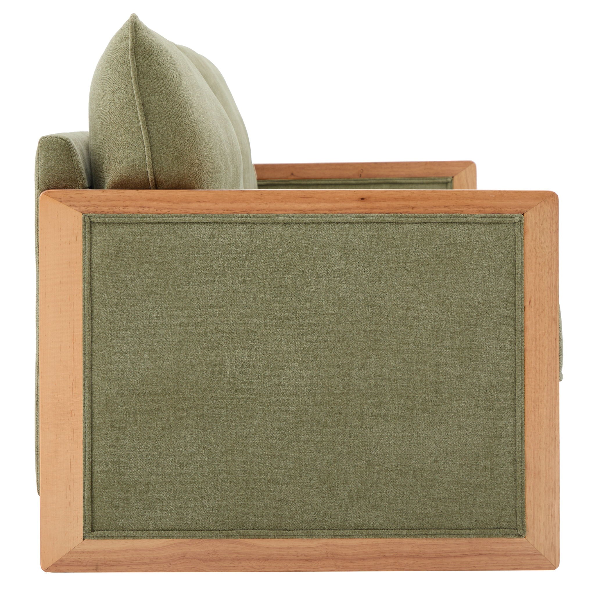Modern 3 Seater Sofa With Wood Armrests