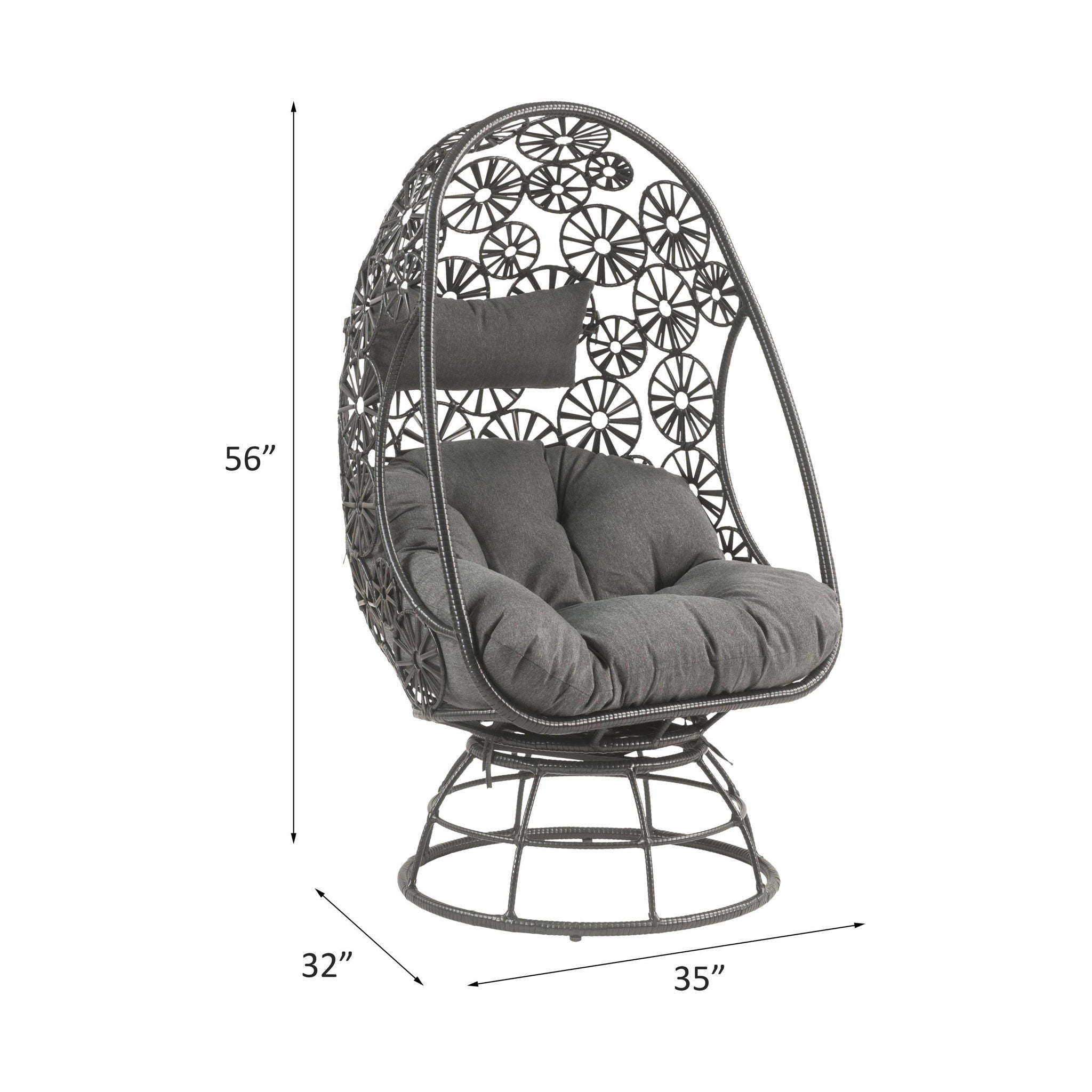 Hikre - Patio Lounge Chair & Side Table - Black / Charcoal
