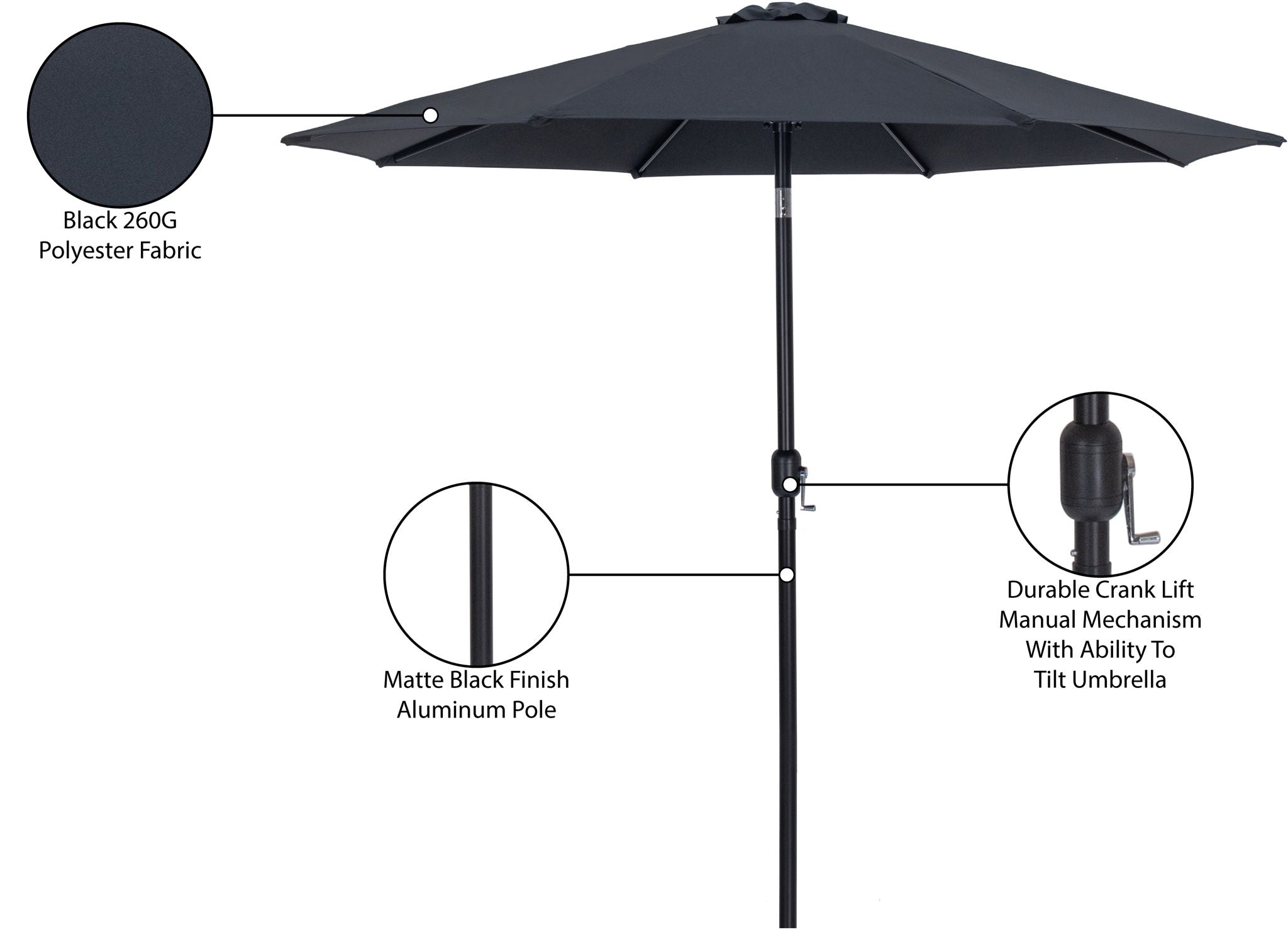 Fiji - Patio Umbrella With Black Pole