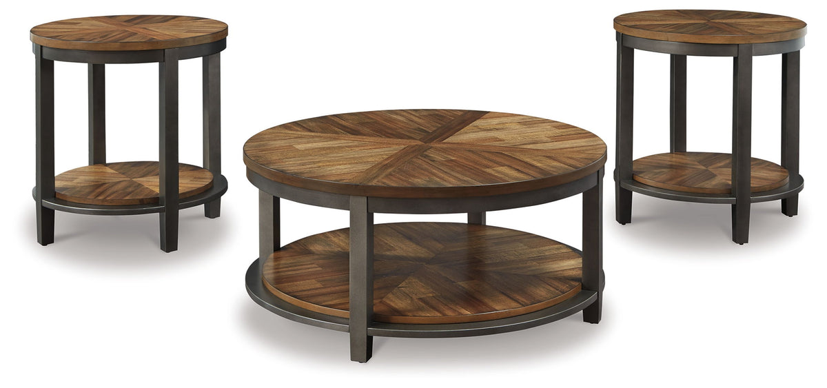 Roybeck - Occasional Table Set (Set of 3) - Light Brown / Bronze