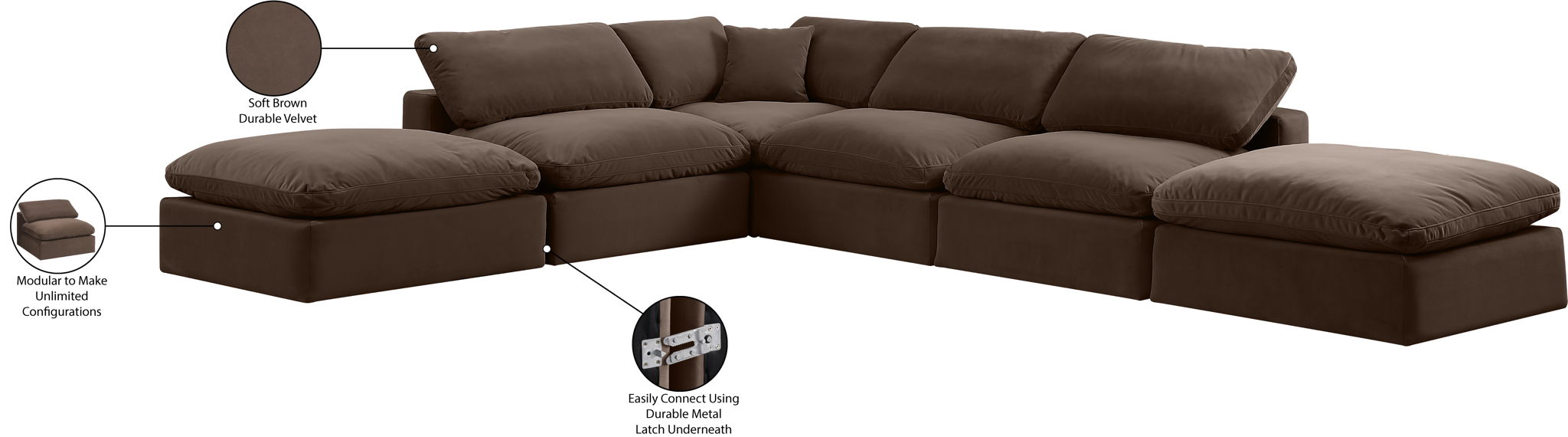 Comfy - 6 Piece Velvet Modular Sectional