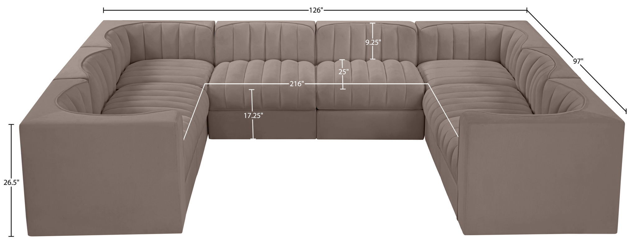 Rummi - Velvet Performance Fabric Upholstered Modular Sectional