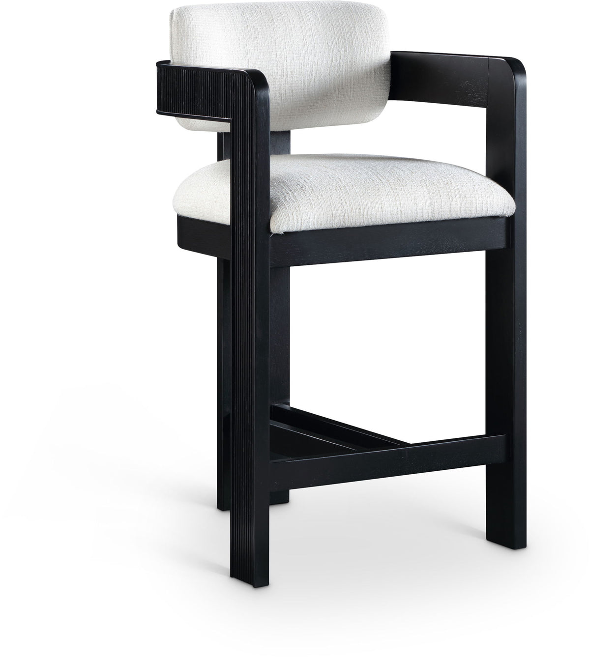 Sacha - Linen Stool With Black Base