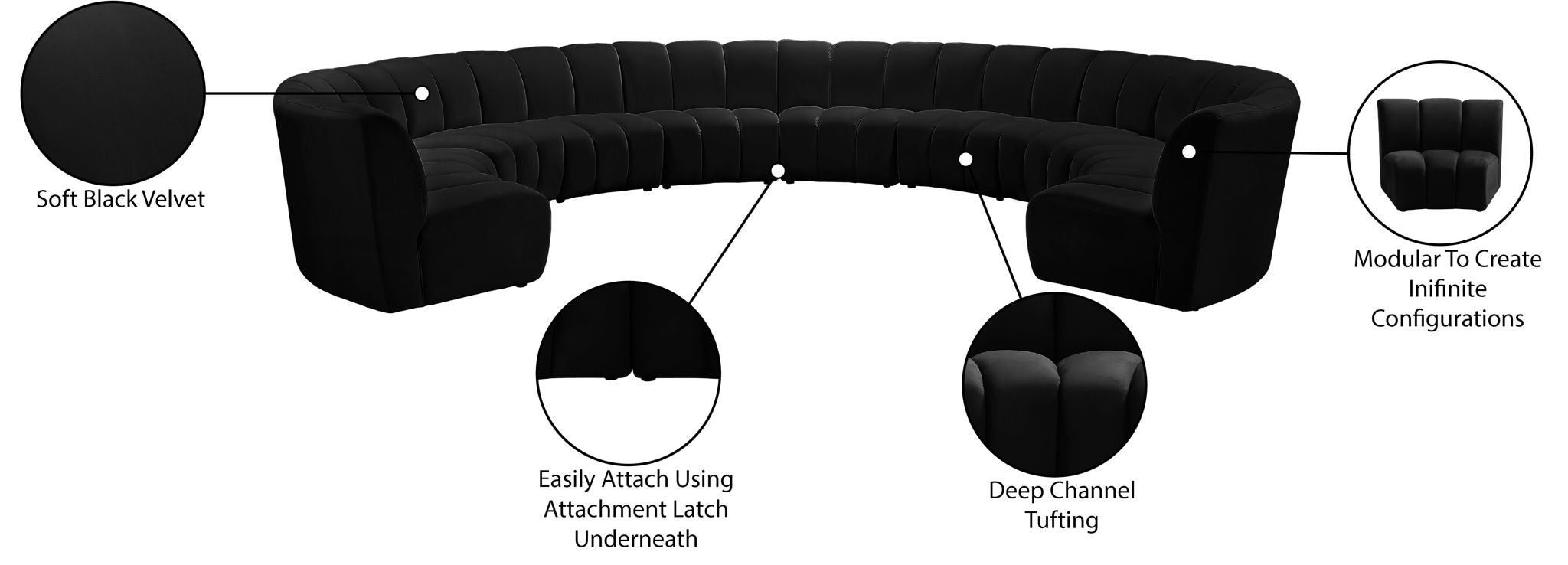 Infinity - 10 Piece Velvet Modular Sectional