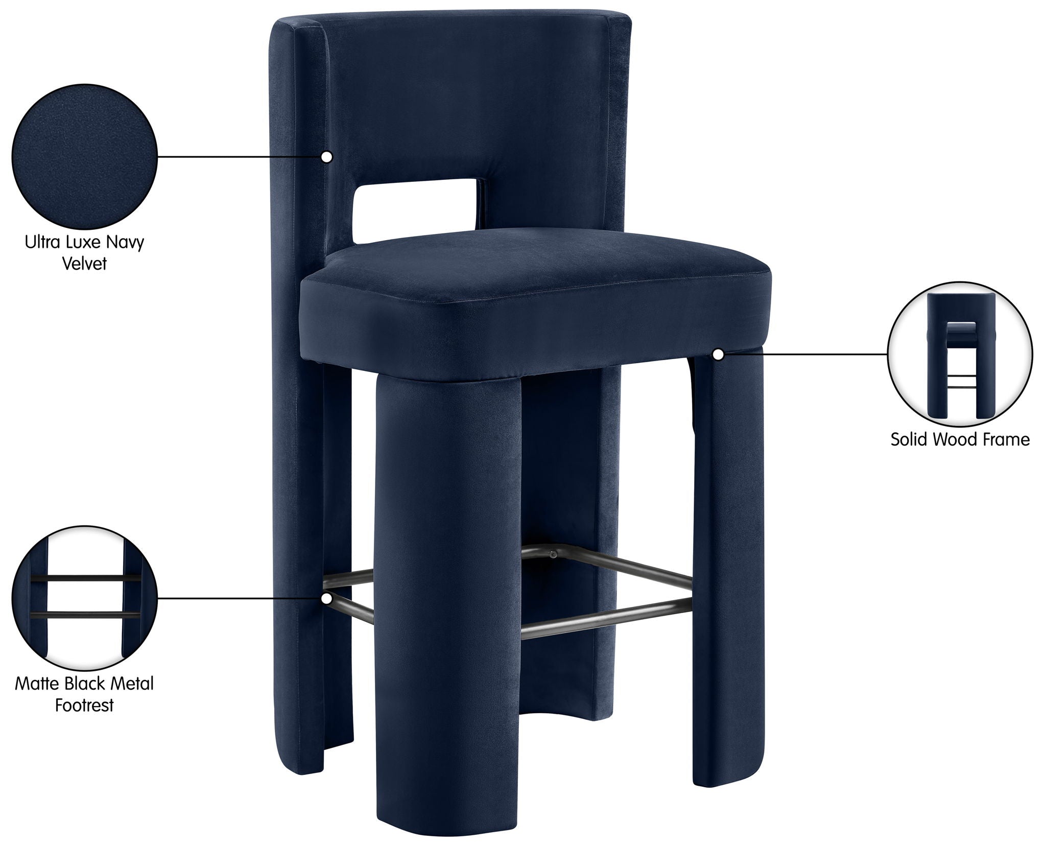 Zuno - Velvet Performance Fabric Upholstered Bar Stool (Set of 2)