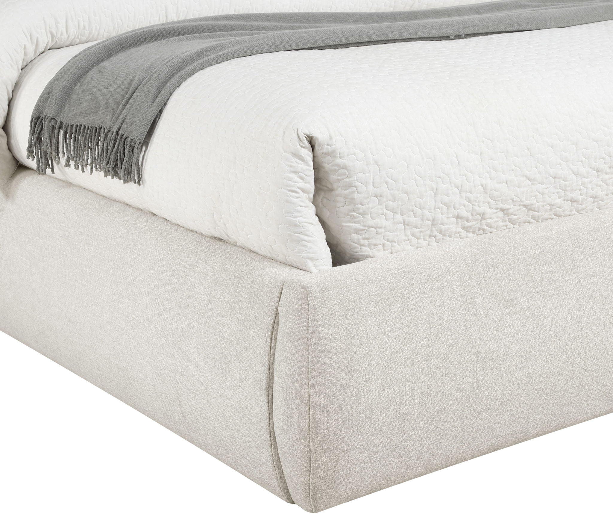 Adam - Linen Fabric Bed With 89" Headboard