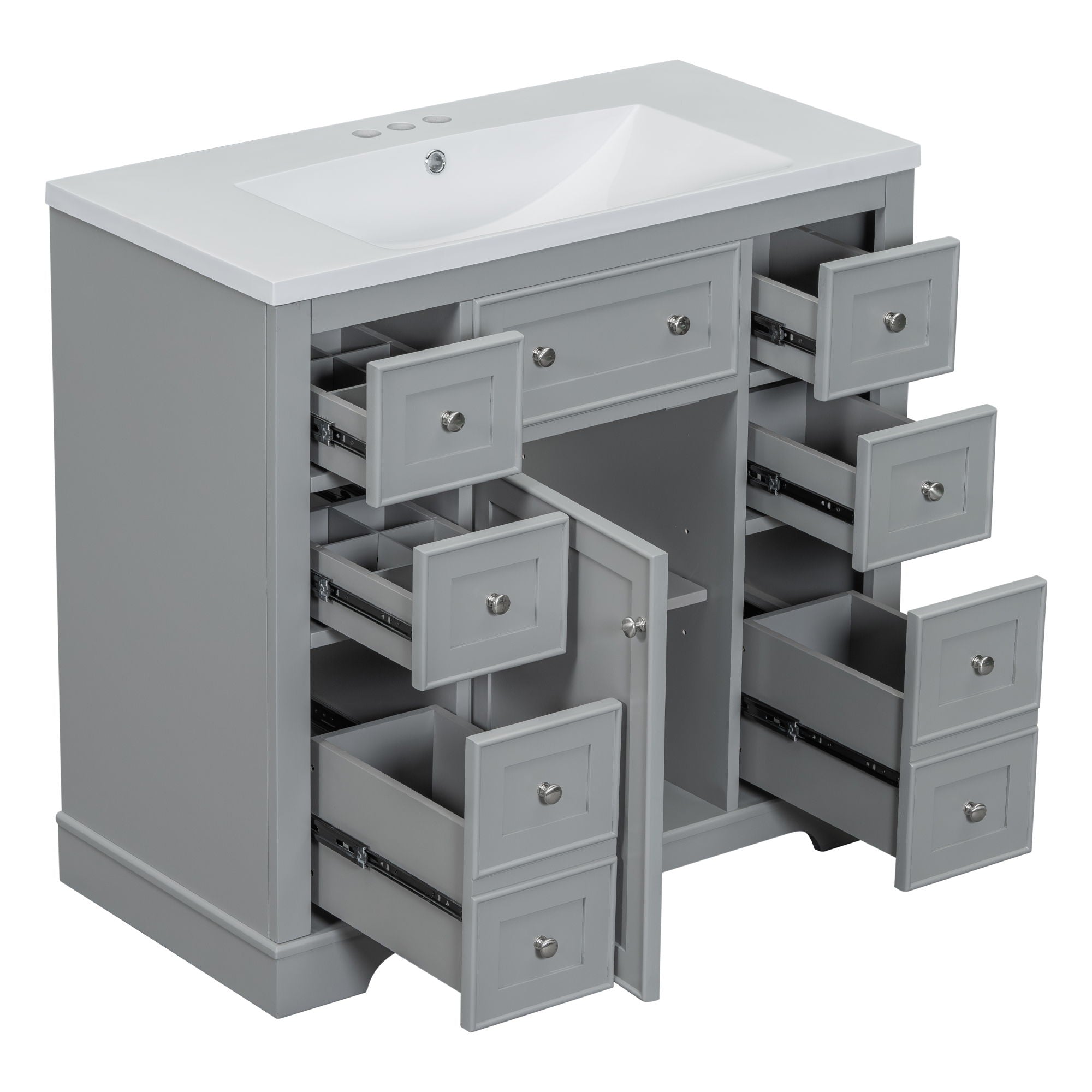 Modern Bathroom Vanity With Sink Combo, 6 Drawers And 1 Cabinet