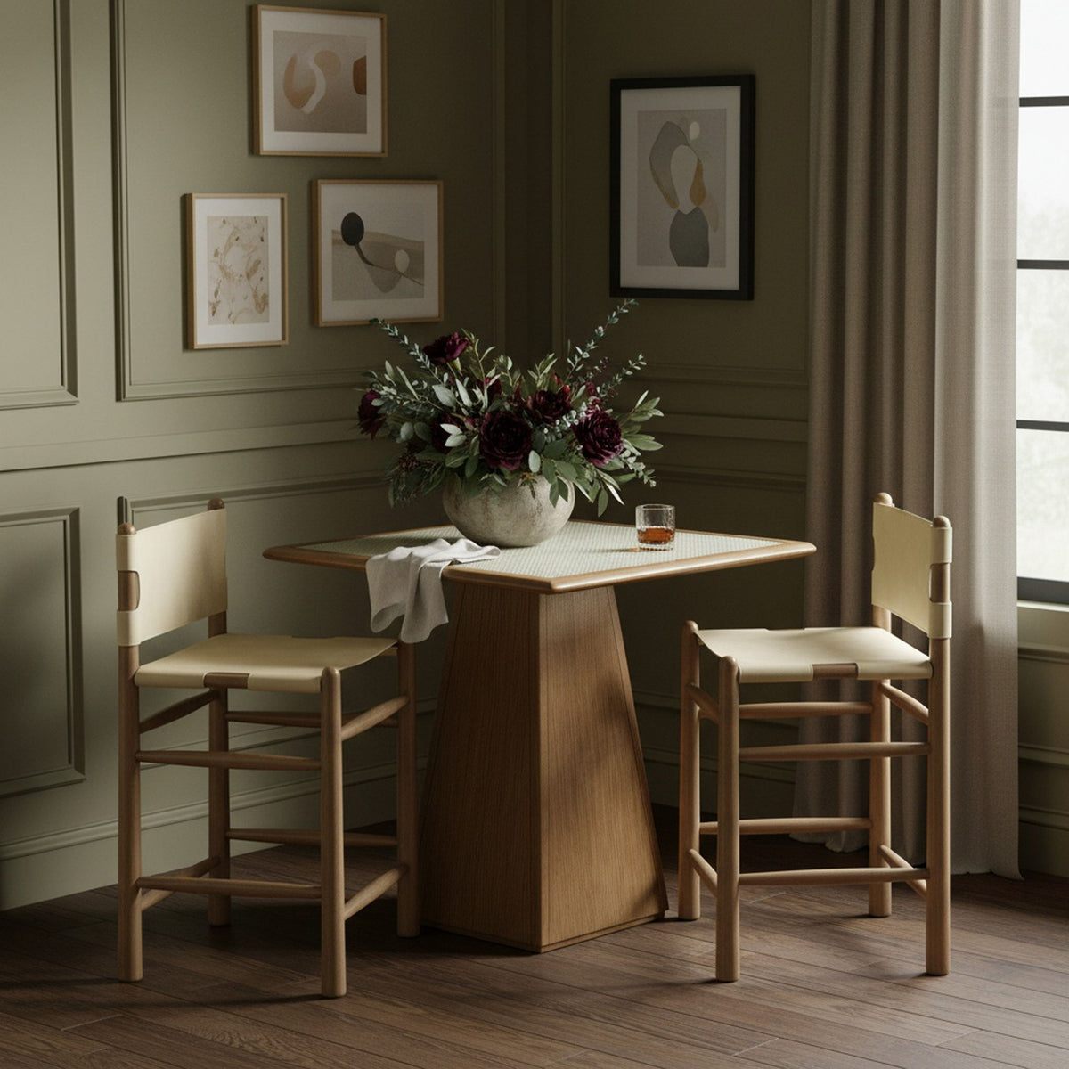 Santos - Upholstered Counter Stool With Stained Brown Base