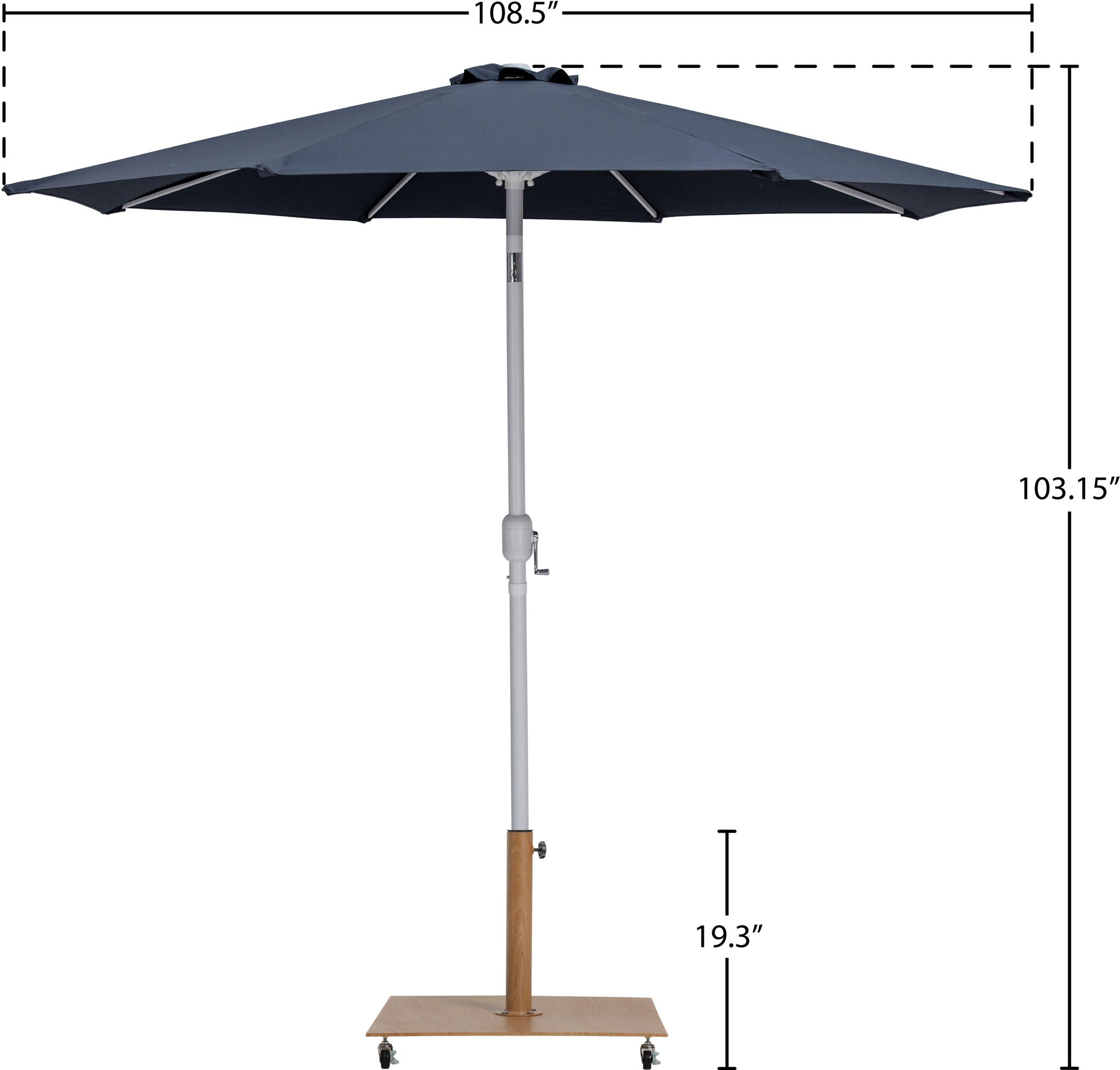 Fiji - Aluminum Patio Umbrella With Square Teak And White Base