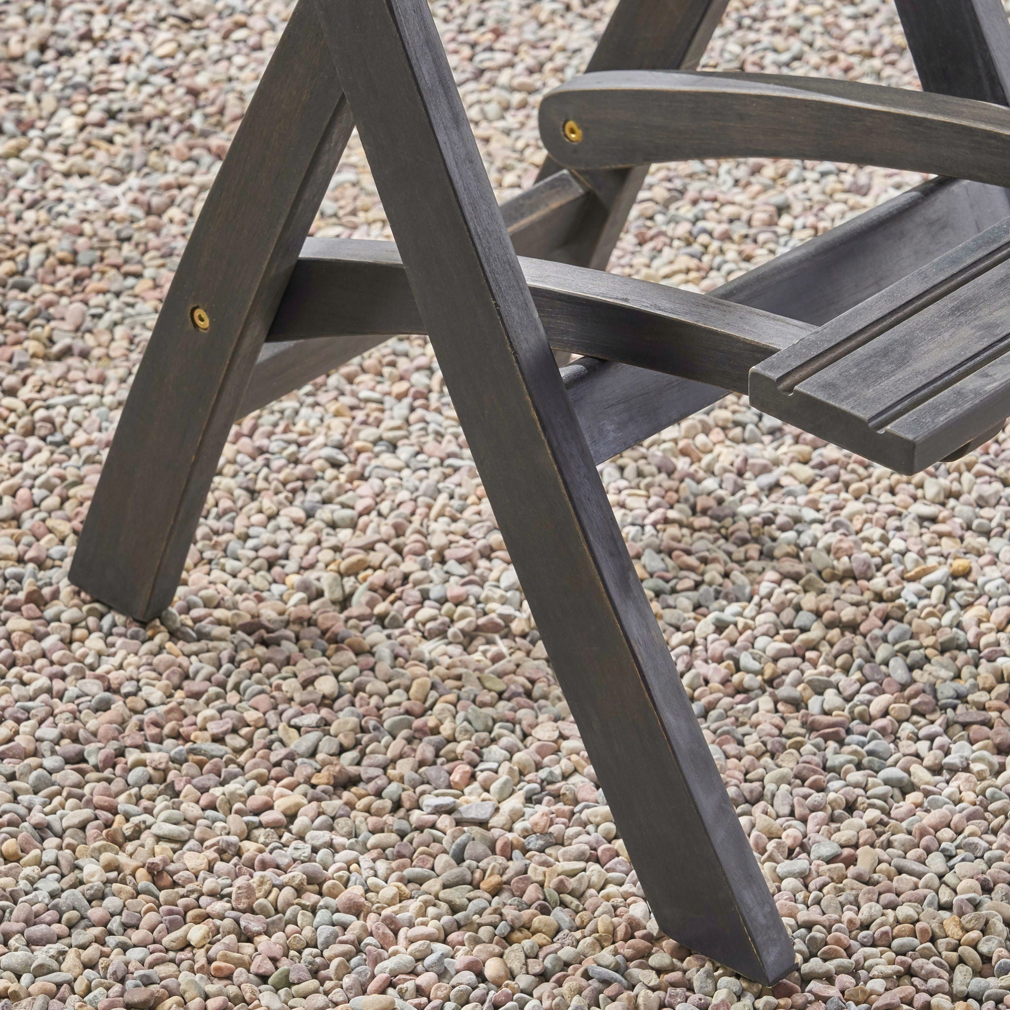 Outdoor Folding Acacia Wood Barstools With Rattan Backrest And Seat, (Set of 2) - Dark Gray