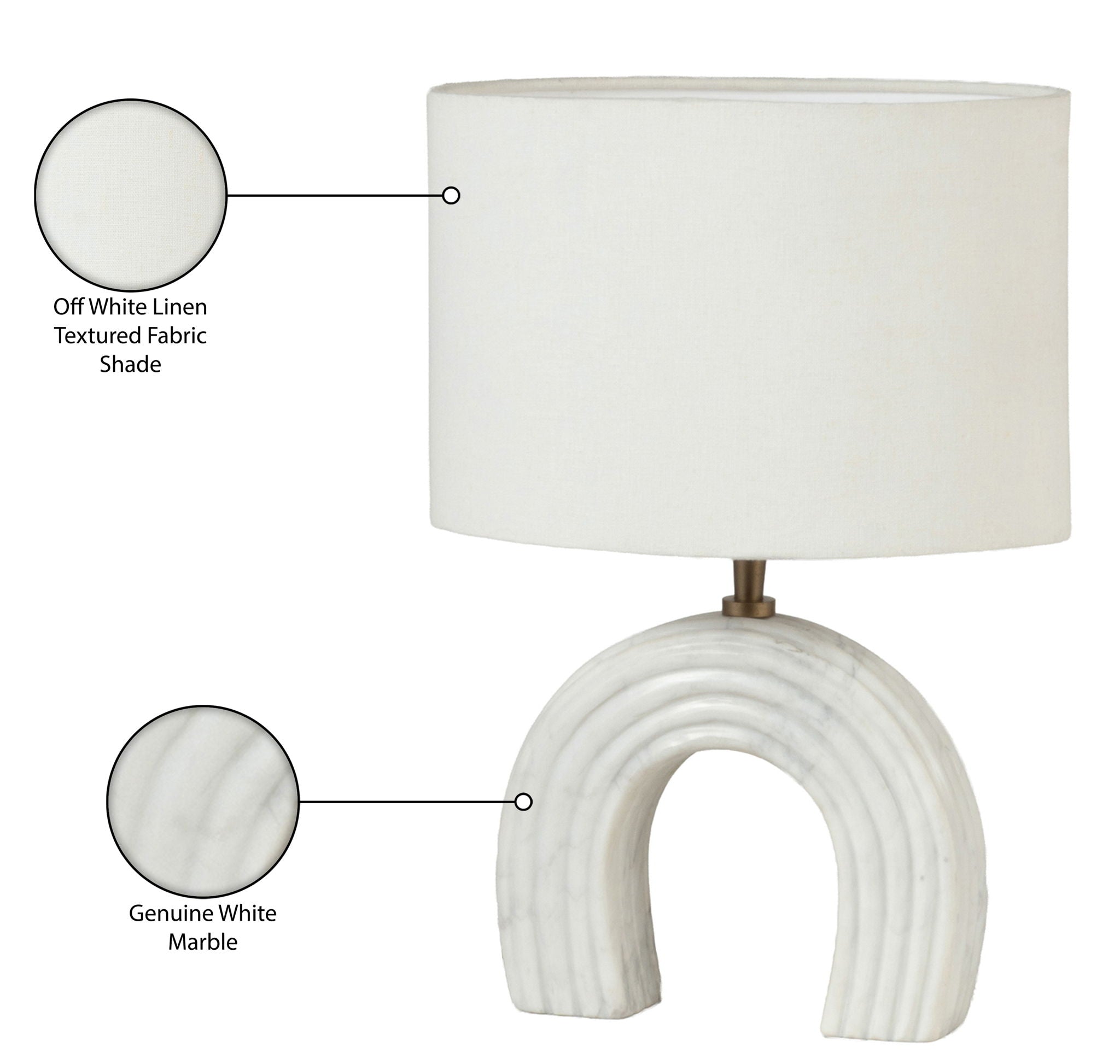 Lithos - Genuine Marble Base And Linen Textured Fabric Shade Table Lamp