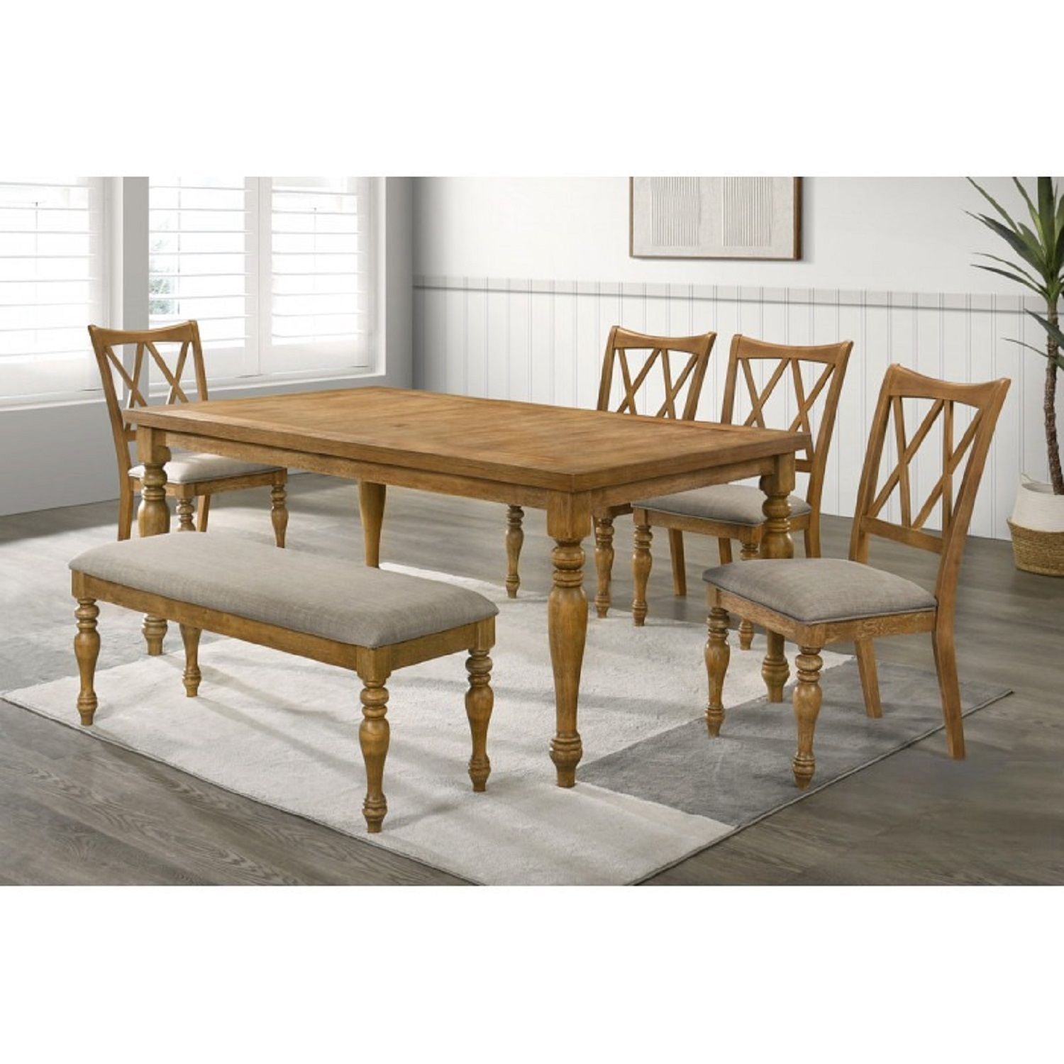 Dining Bench With Cushion - Brown